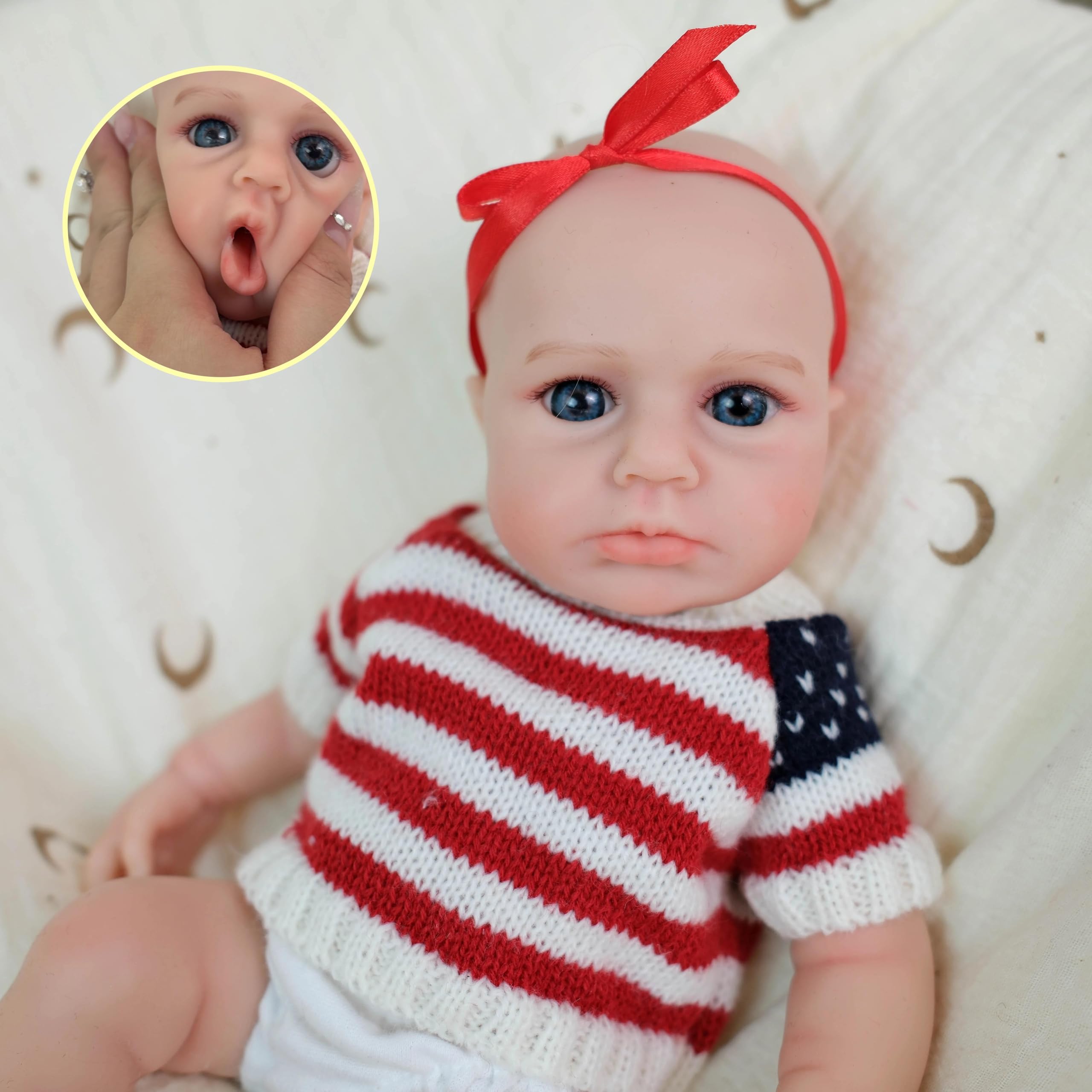 RXDOLL Bambole rinate in silicone completo Posable 12 pollici Realistico Neonato Bambola Solido Silicone Full Body Girl Impermeabile Realistico Morbido Reborn Bambole Loulou Sveglio