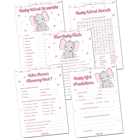 Baby Shower Games for Boy - Set of 5 Activities for 50 Guests - Pack of ...