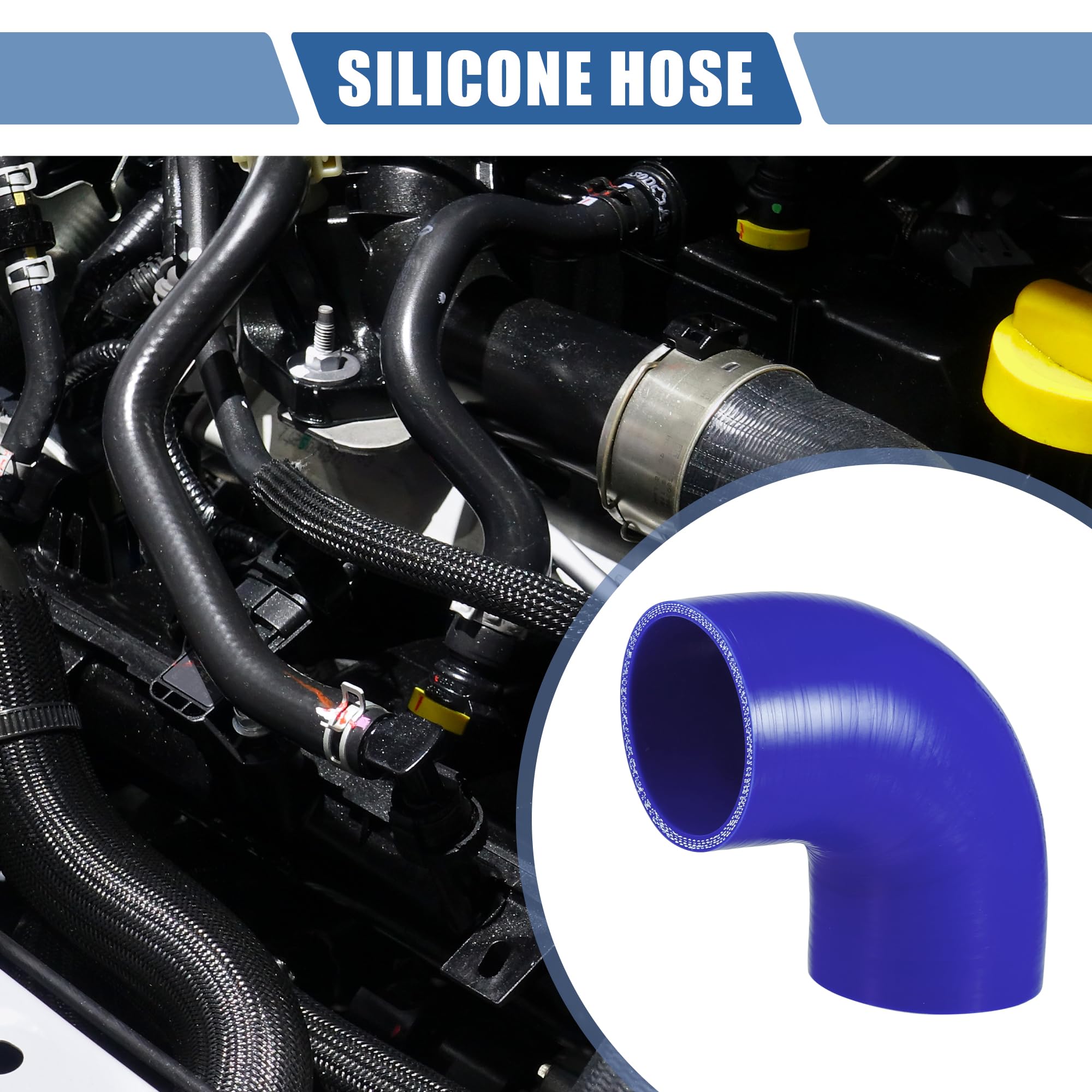 QUARKZMAN Tubo In Silicone Blu 1 Pz Per Auto 90 Gradi Diametro Interno 80mm | Spessore 5mm, Temp -60°C~300°C, Pressione 1Mpa, Per Auto, Liquido Raffreddamento, Olio, Freni, Antigelo, Aria Calda/Fredda