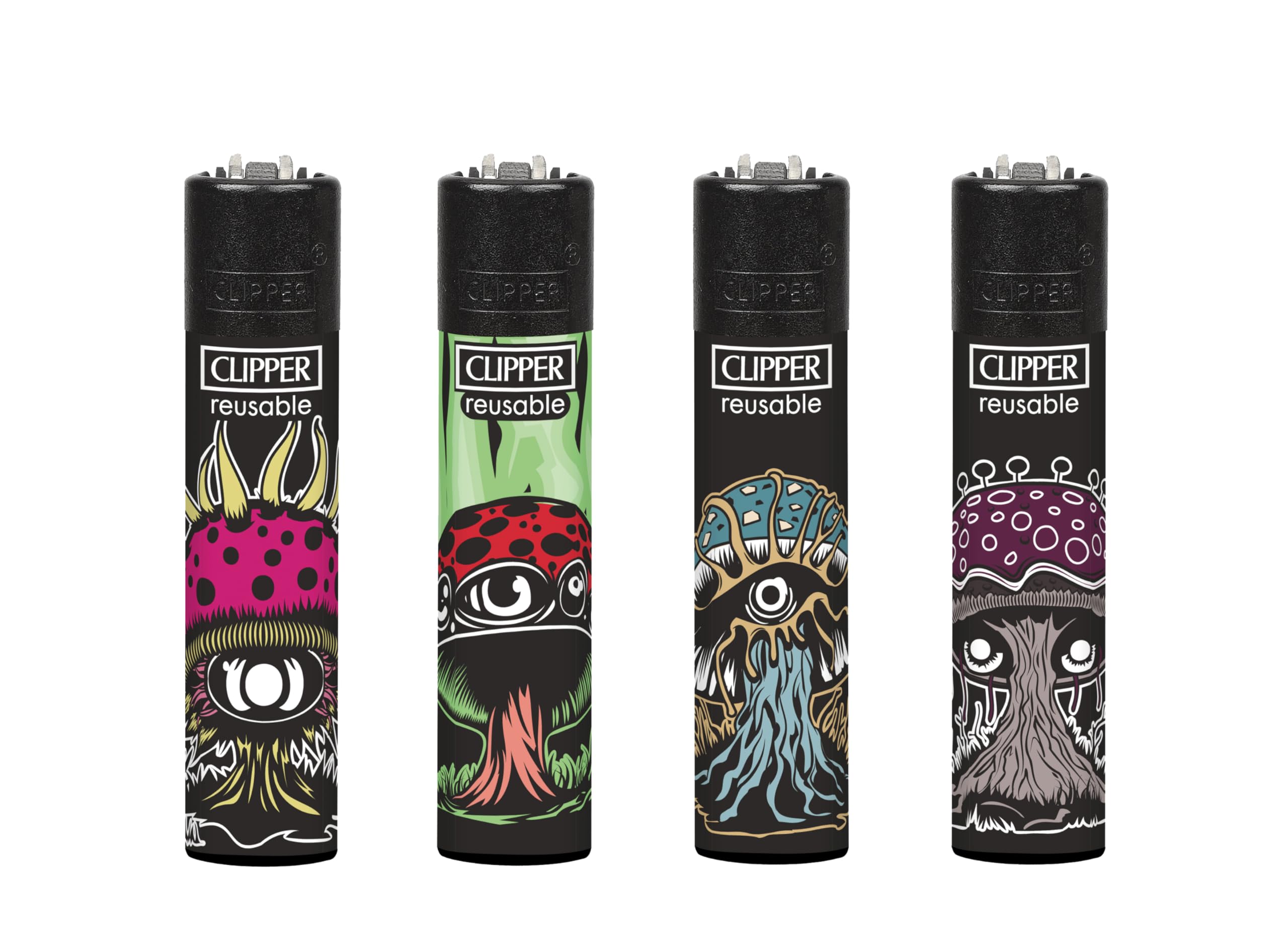 4 X CLIPPER LIGHTERS ALIAN MUSHROOM