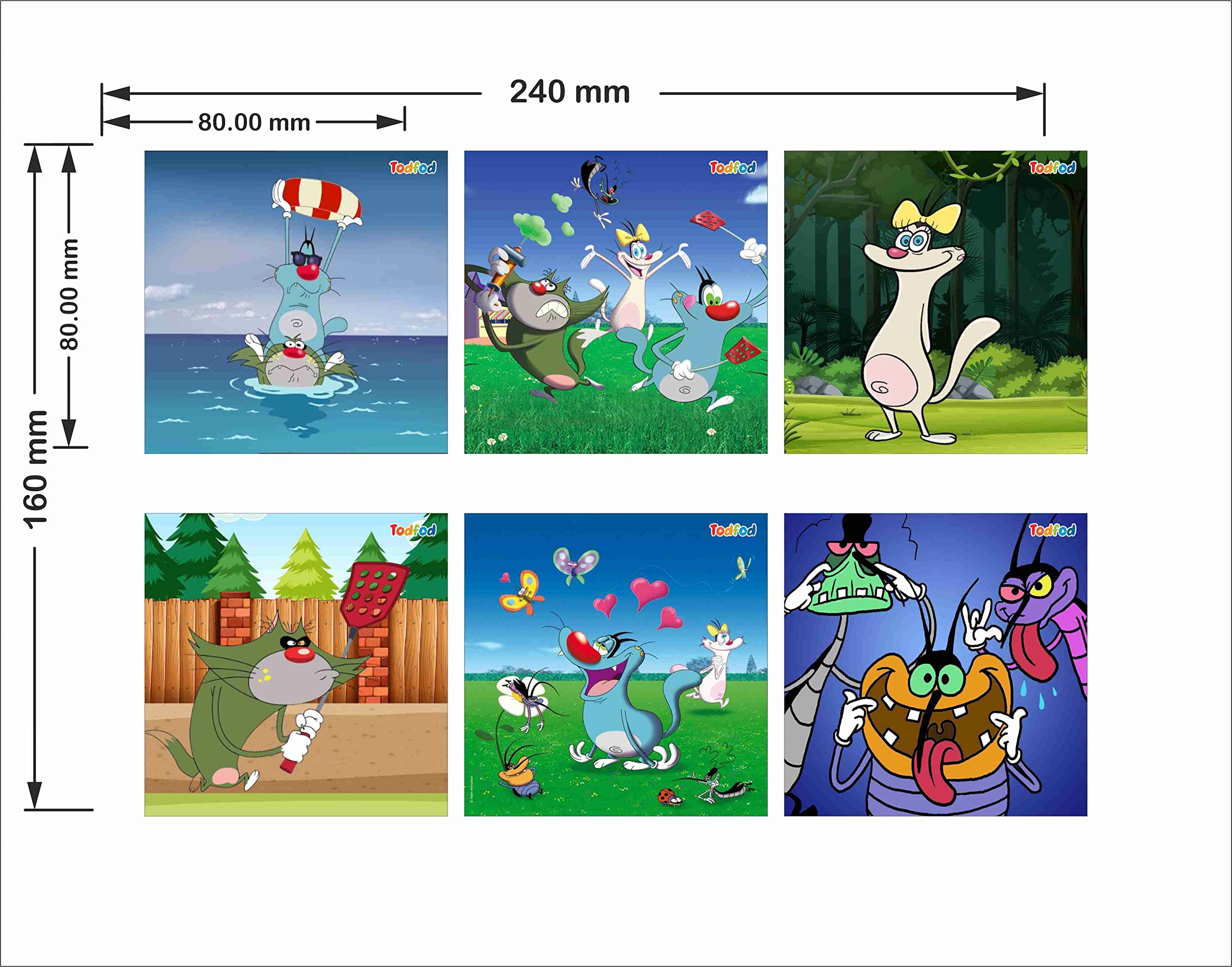 TodFod 6-in-1 Wooden Jigsaw Puzzle for Kids 3-8 Years | 54 Pieces Cartoon Oggy Cockroach Puzzle Set | Educational Learning Toy, Brain Booster, IQ Development Activity Game for Toddlers Boys Girls Gift 3