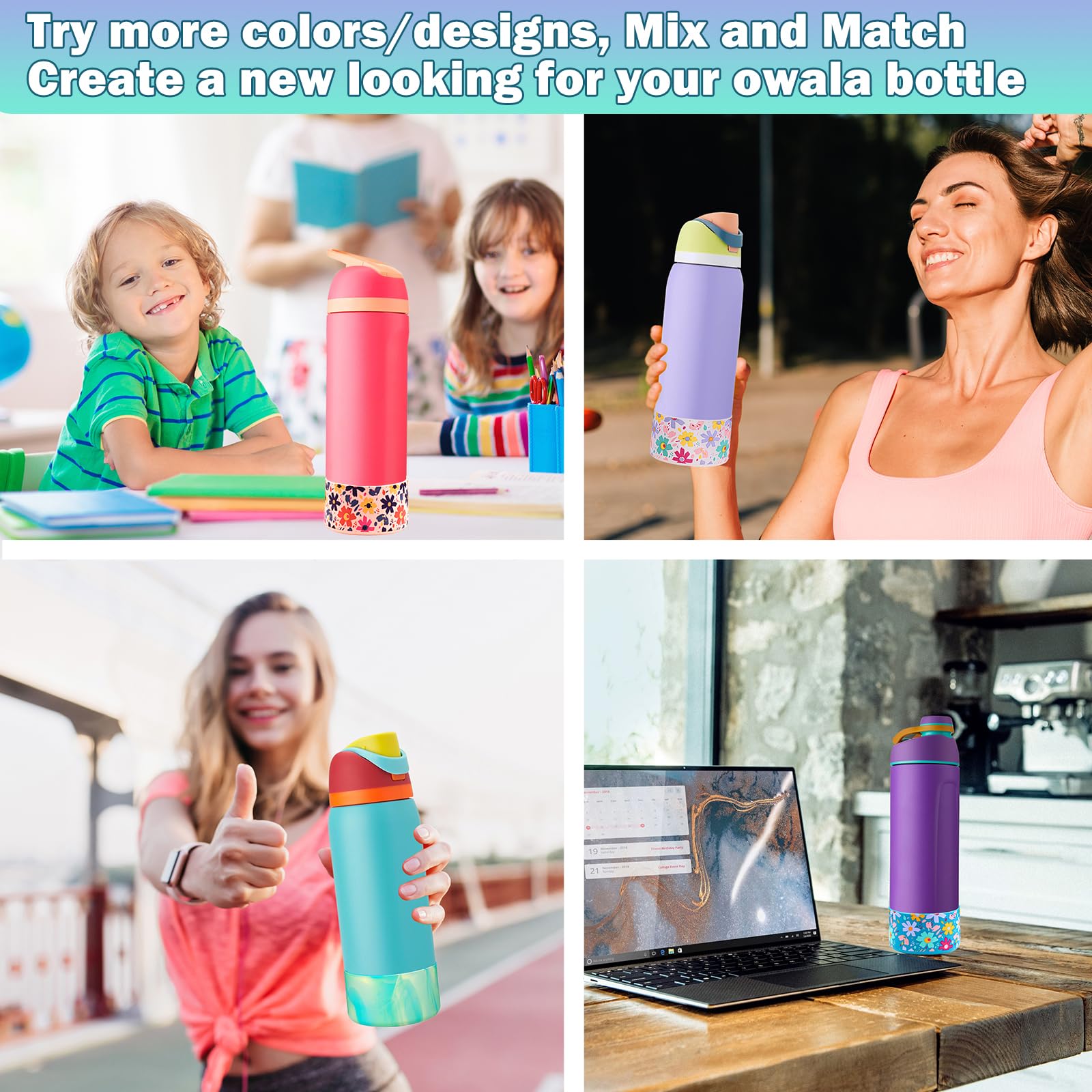 HEYSKAY Silikon-Schutzhülle für Owala Flask Wasserflasche, 900 ml, rutschfeste Schutzhülle für Owala Twist, FreeSip und Flip Edelstahl-Wasserflasche, BPA-frei, Kofferraumboden, 2 Stück