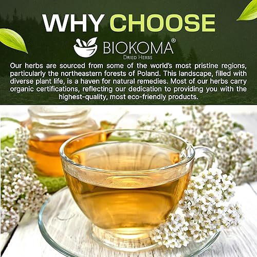 Miniatura 6 de Biokoma Hierba seca de milenrama pura y orgánica, 1.76 oz (1.76 onzas) en bolsa resellable a prueba de humedad, certificado orgánico por USDA, té de