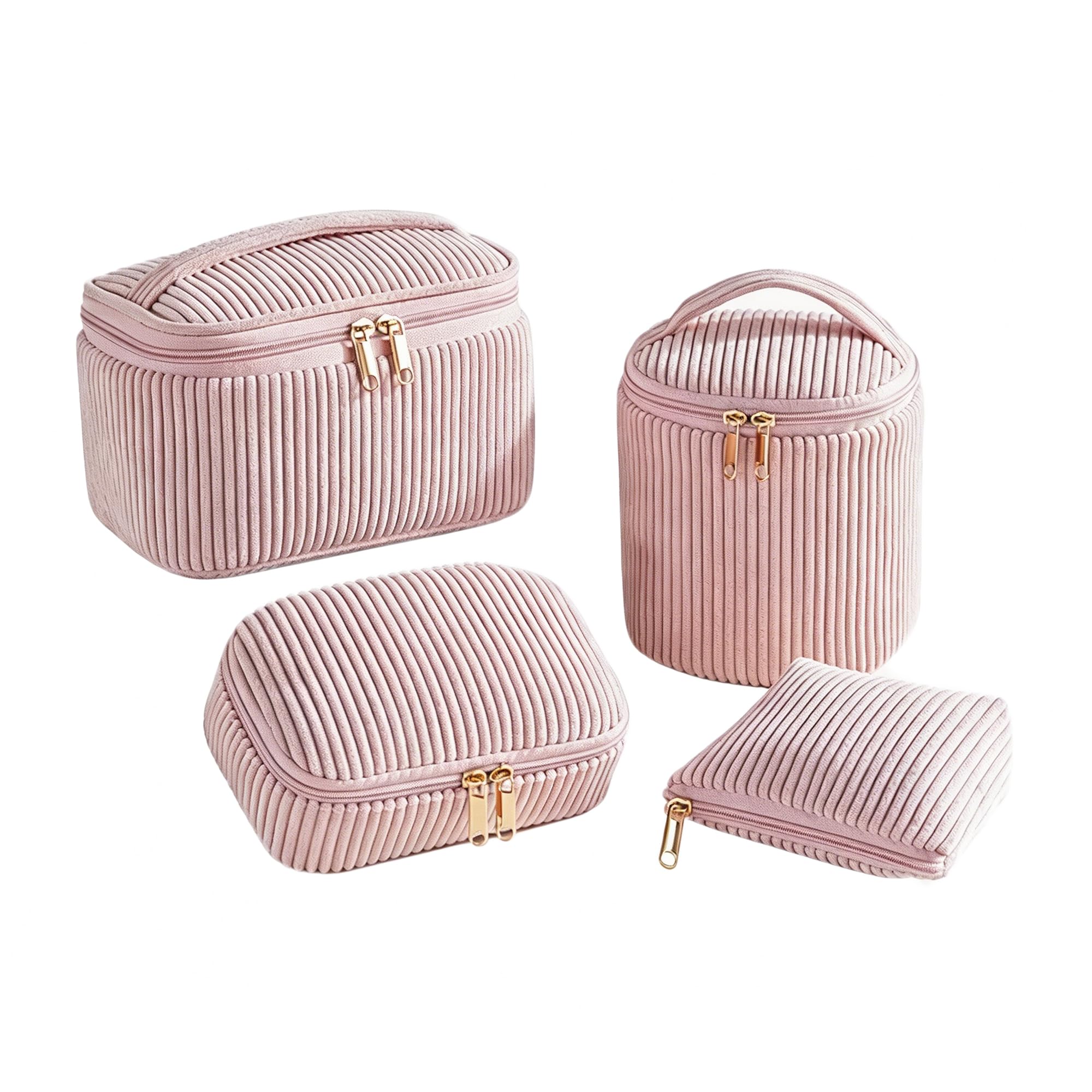 Beauty case con chiusura lampo, 4 pezzi, beauty case portatile, 4 misure, multifunzionale, da donna, grande capacità, organizer per trucchi da viaggio, Fstw, 1