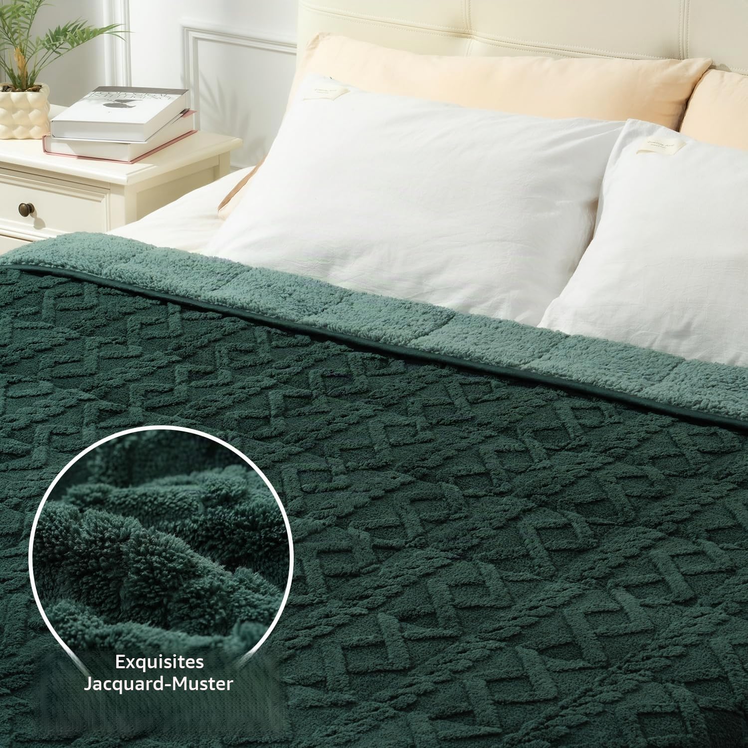 Wemore Gewichtsdecke für Erwachsene, Doppelbettgröße, 9 kg, doppelseitig, weich, flauschig, Jacquard, Sherpa, gewichtete Decken zum Schlafen, gemütliche, flauschige, gestrickte schwere Decke für Couch