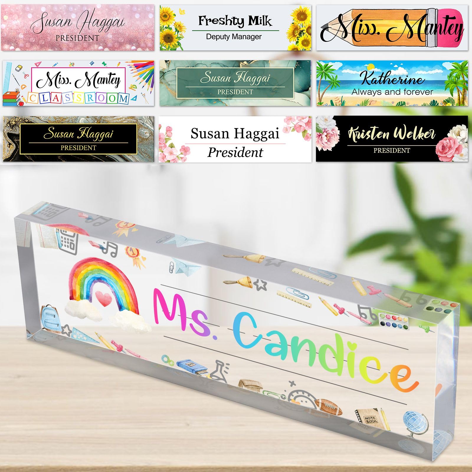 Personalised Desk Name Plates for Teachers Custom Acrylic Nameplates Bulk for Office Classroom Men Women Nurse Gifts