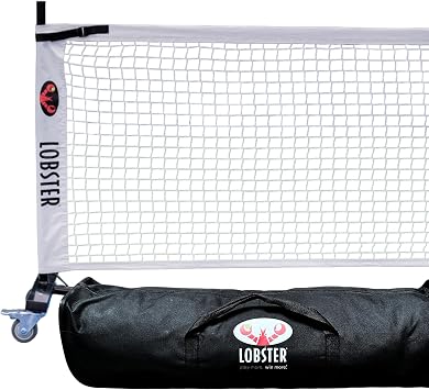 Lobster Sports - Indoor & Outdoor Portable Weatherproof Pickleball Net System with Metal Posts, Official Game Regulation Size, Durable Bag Included