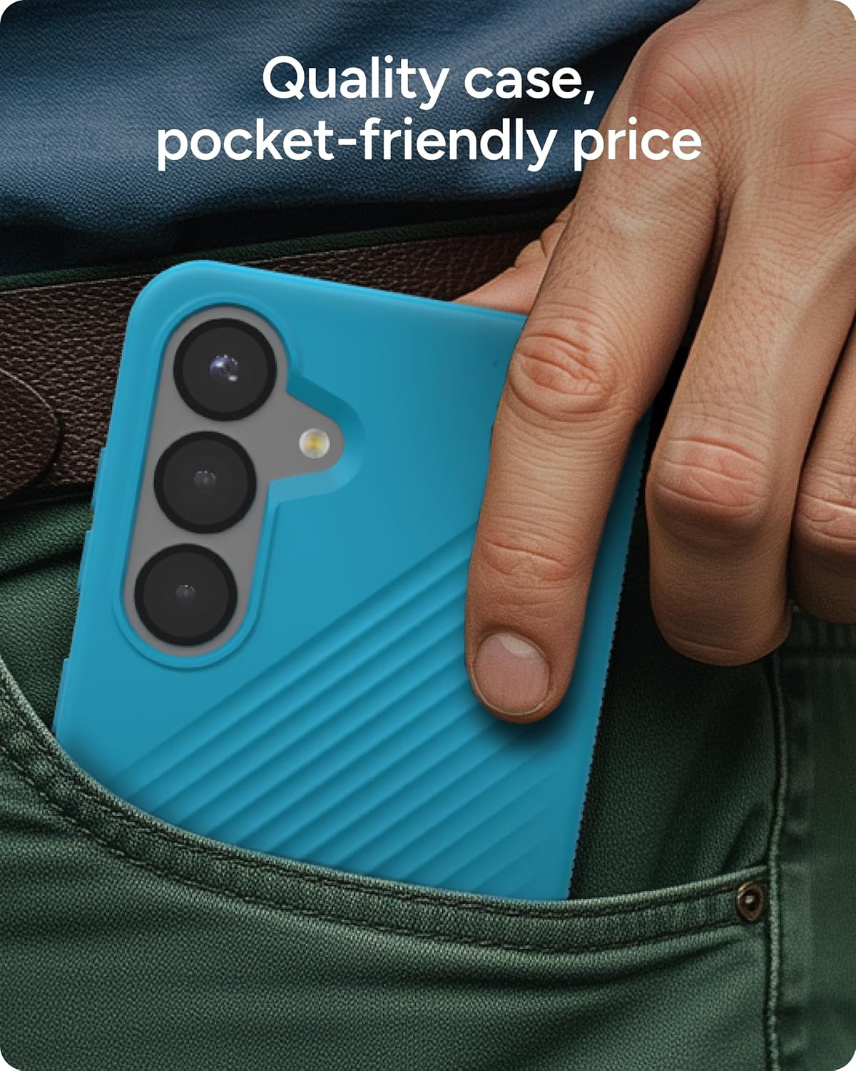 ZAGG Luxe Samsung Galaxy S25 Case - 10ft Drop Protection, Eco-Friendly, Wireless Charging Compatible, Slim Lightweight Design, Ripple Pattern for Secure Grip, River Blue