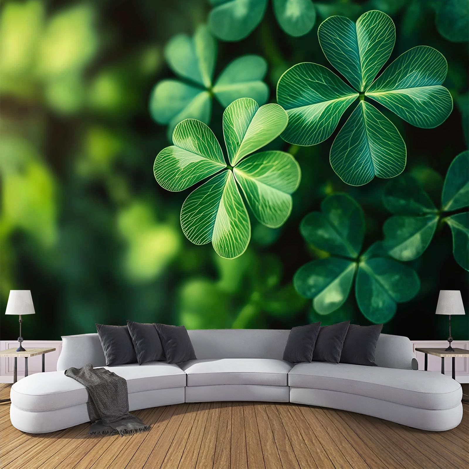 Papier peint trèfle panoramique pour illuminer une chambre sombre