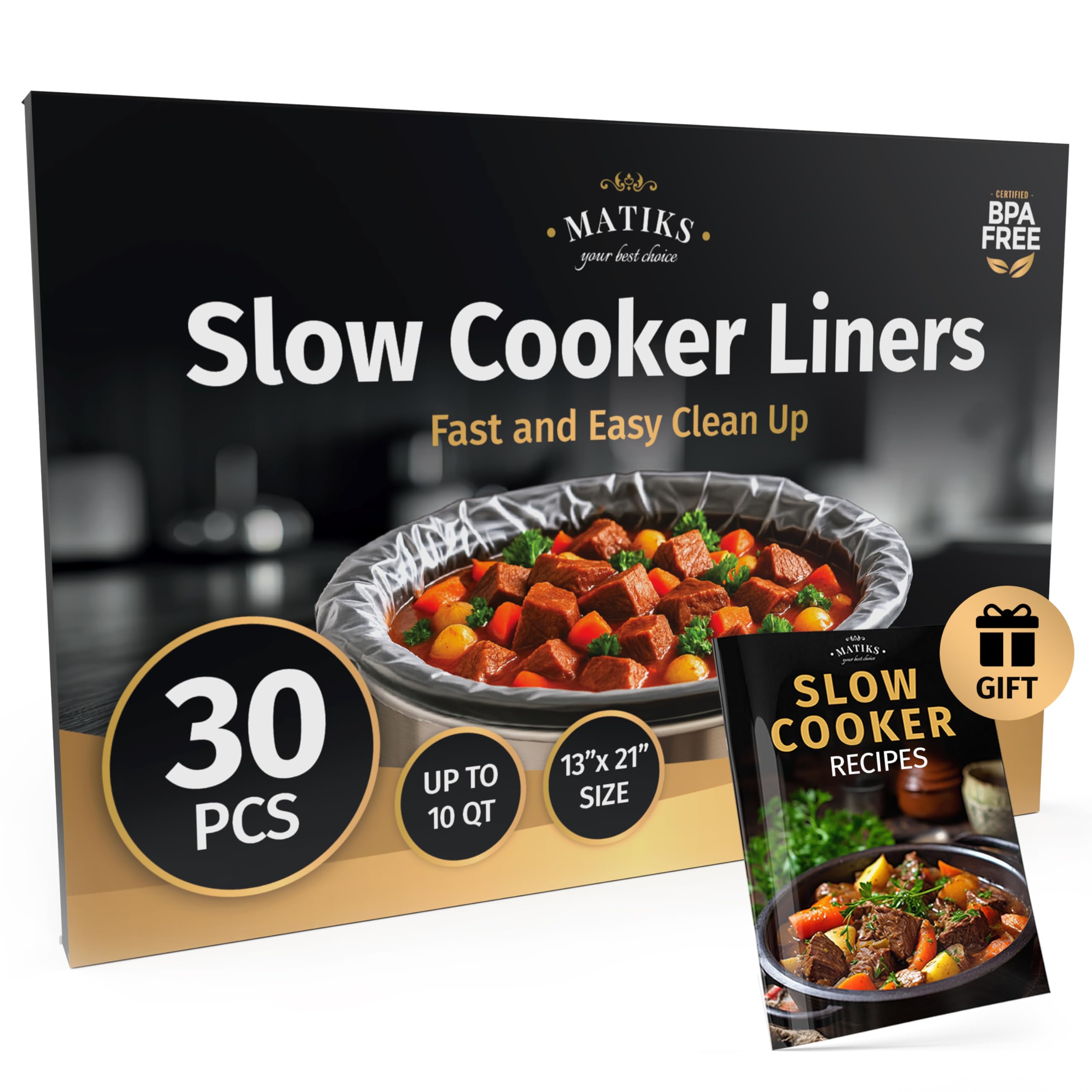 30 Pack Slow Cooker Liners Large 13 x 21 BPA-Free Crock Pot Bags Fits 3 10 Quart Round