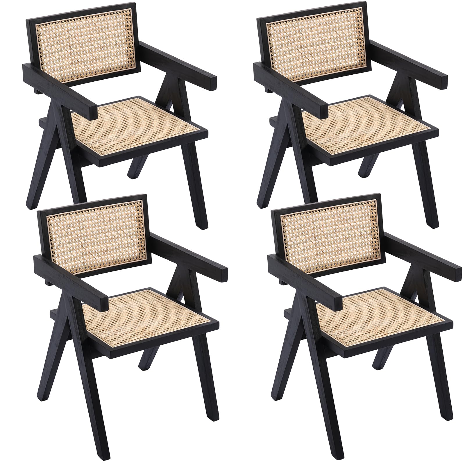 Amazon.com - Guyou Farmhouse Rattan Dining Chairs Set of 4, Solid ...