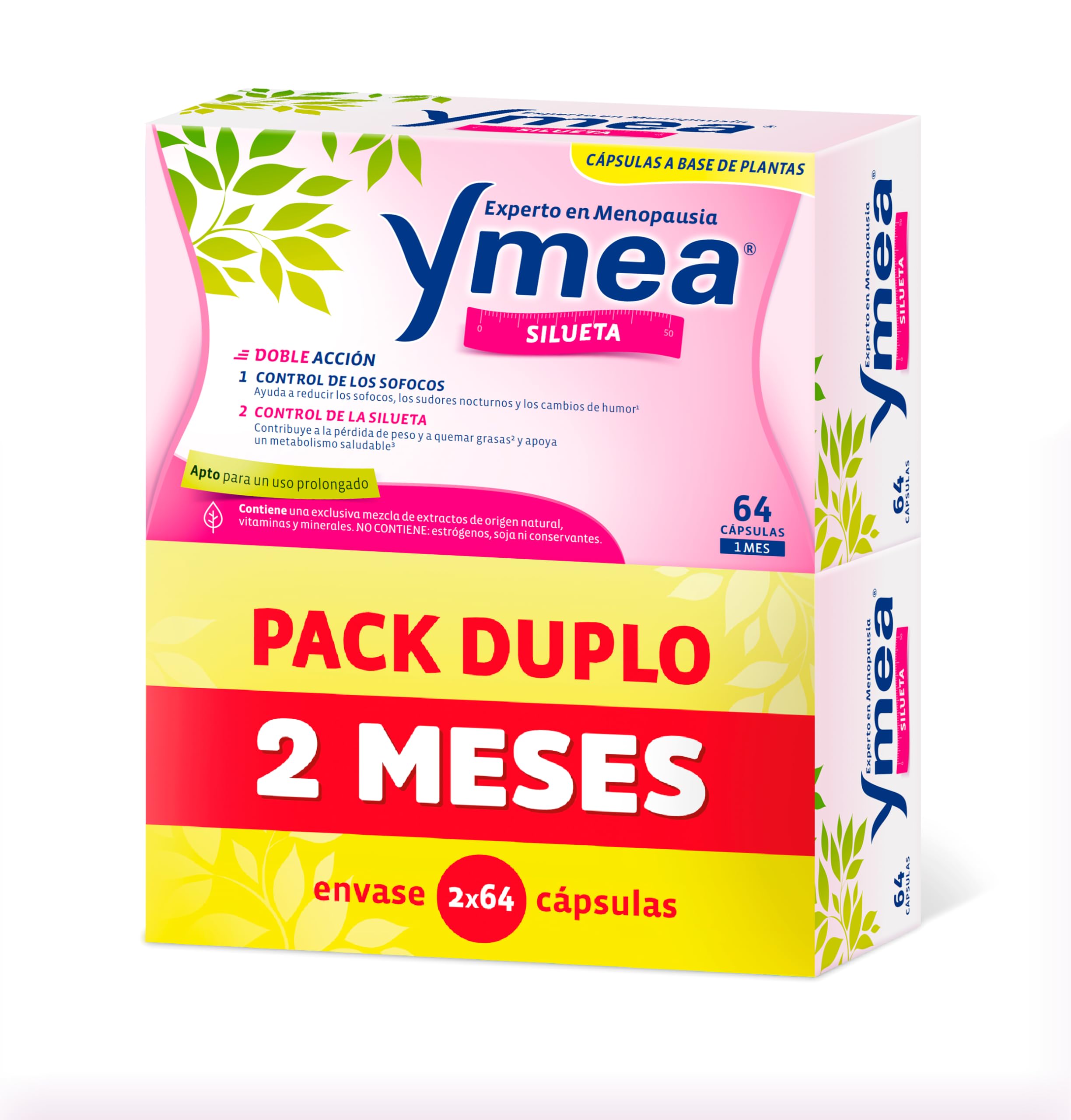 Ymea Menopausia Silueta, Sofocos y Peso, Pack 2 x 64 Cápsulas (2 Meses) pack 2 m