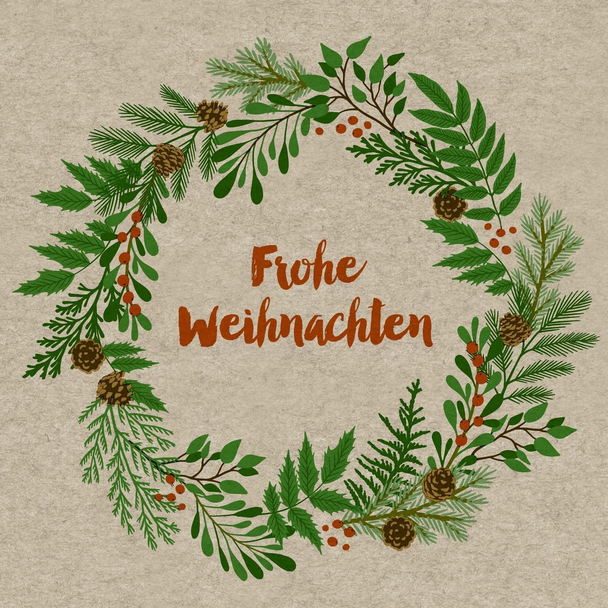 20 Stück Weihnachtsservietten "Frohe Weihnachten", Rot, 25x25 Cm, Biologisch Abbaubar