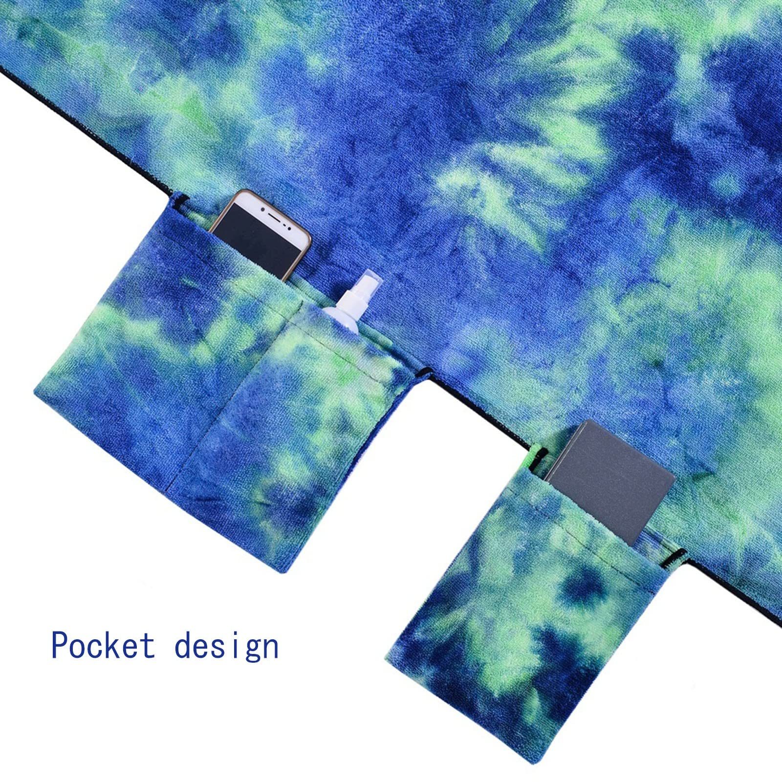 Ręcznik plażowy, pokrowiec na szezlong z mikrofibry z kieszeniami, na krzesło basenowe, ręcznik na lato, na zewnątrz, na patio, do ogrodu (H, 75 x 210 cm)
