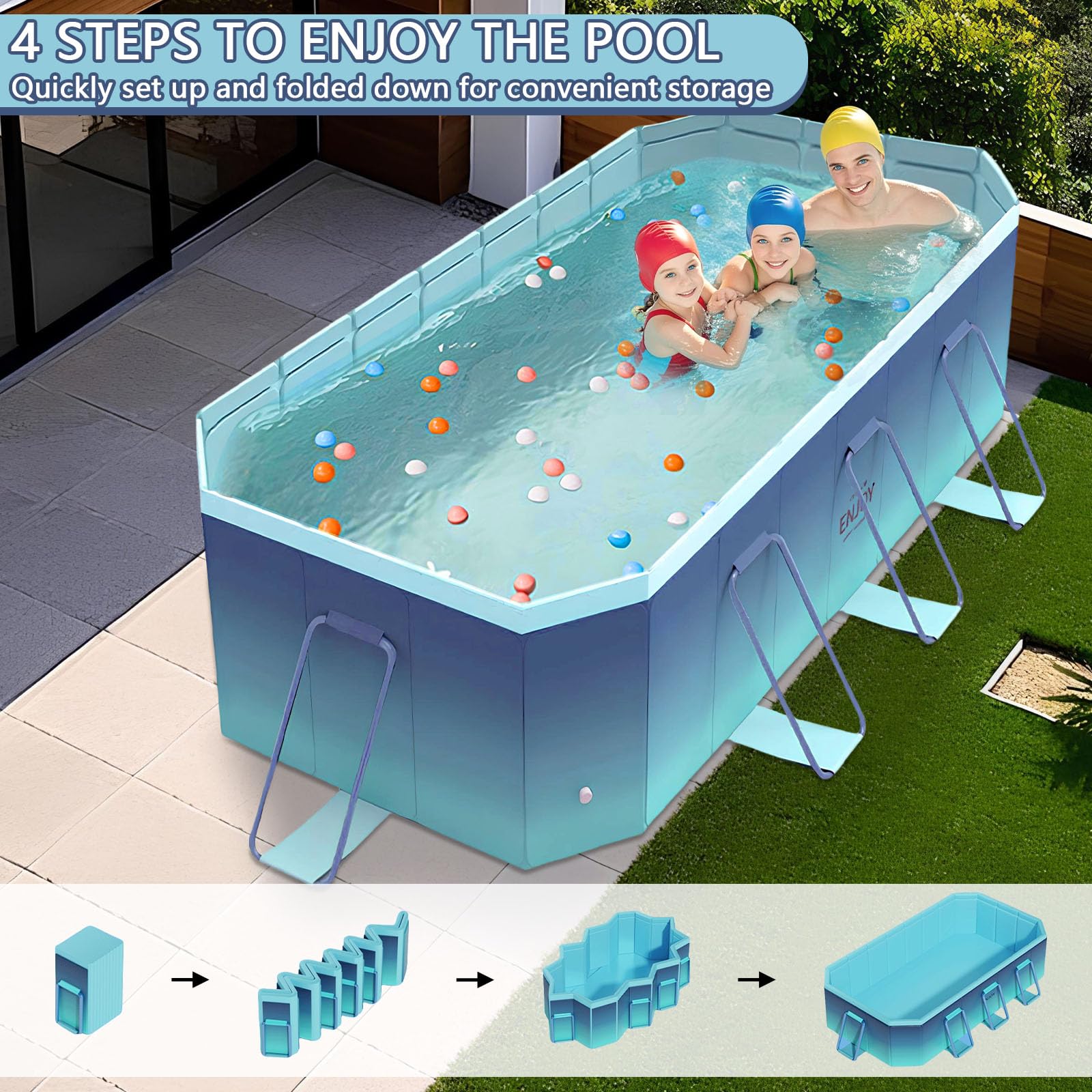 Amazon.com: Jessie Foldable Pool for Kids and Adults Non