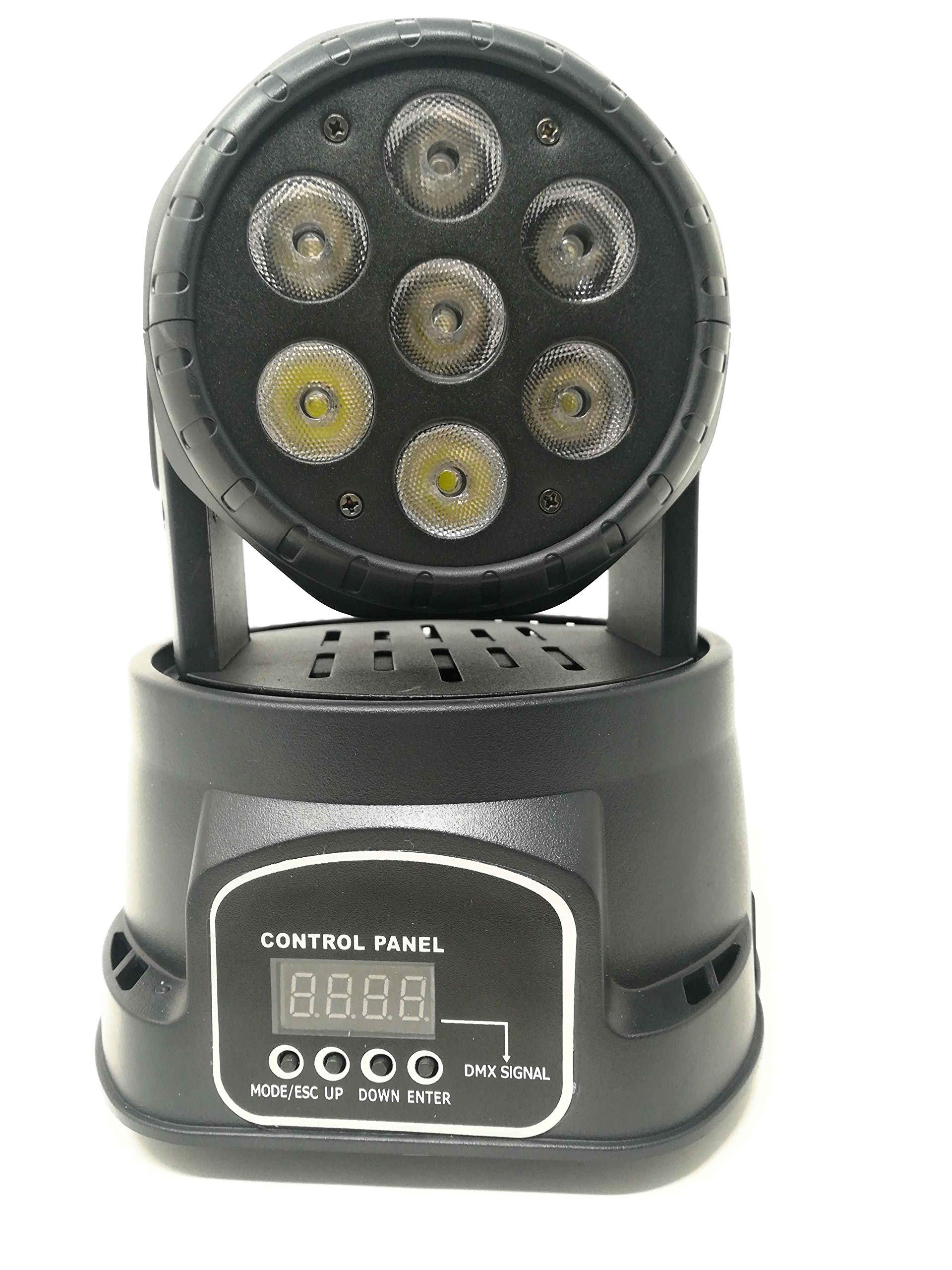 PROIETTORE LED RGB TESTA ROTANTE MOBILE EFFETTI DISCO 7 LED 10W Led wash DMX