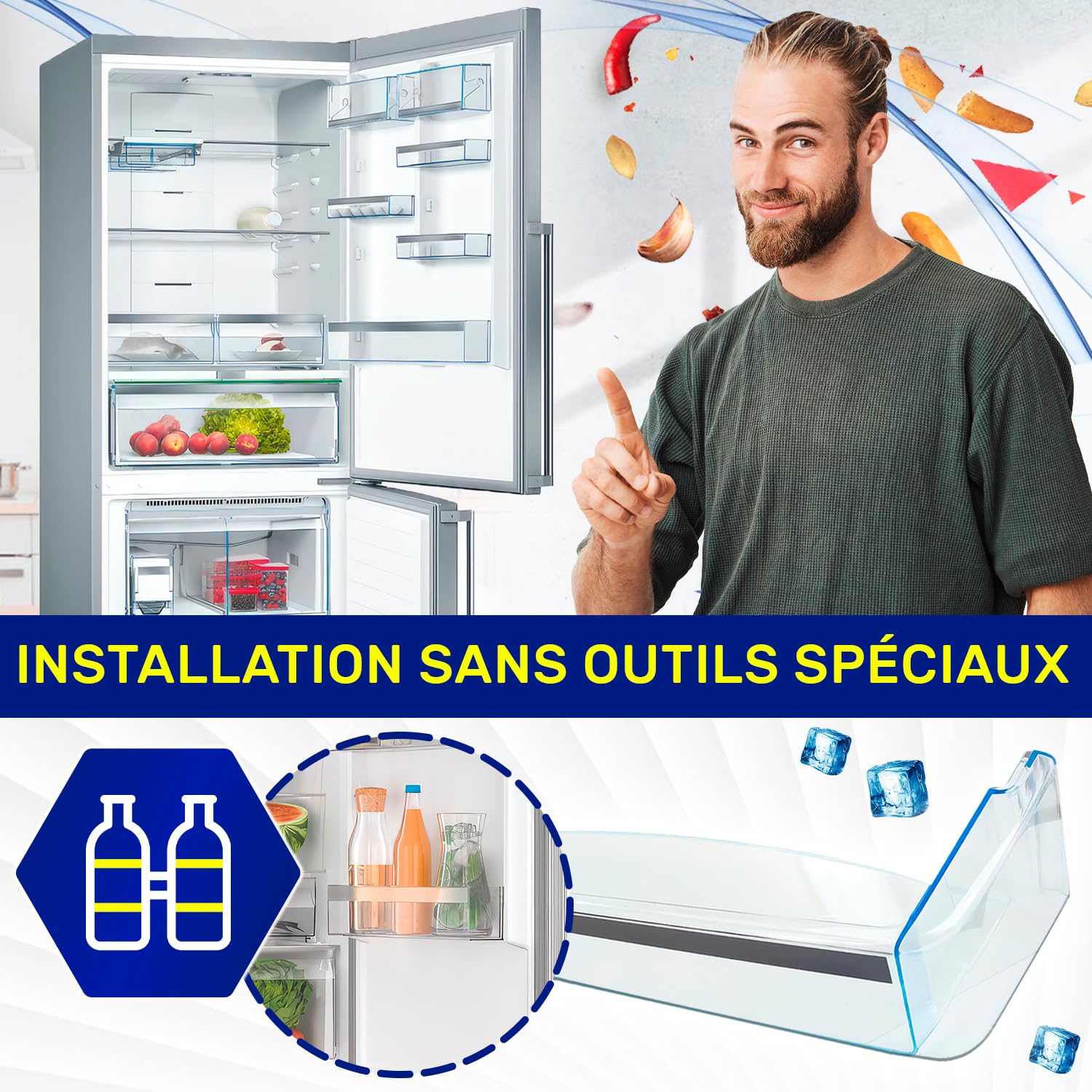 Balconnet Refrigerateur 455х80х115 mm avec le Code Original 00665519 665519 pour Bosch - Garantie de 10 Ans - MONTERAL