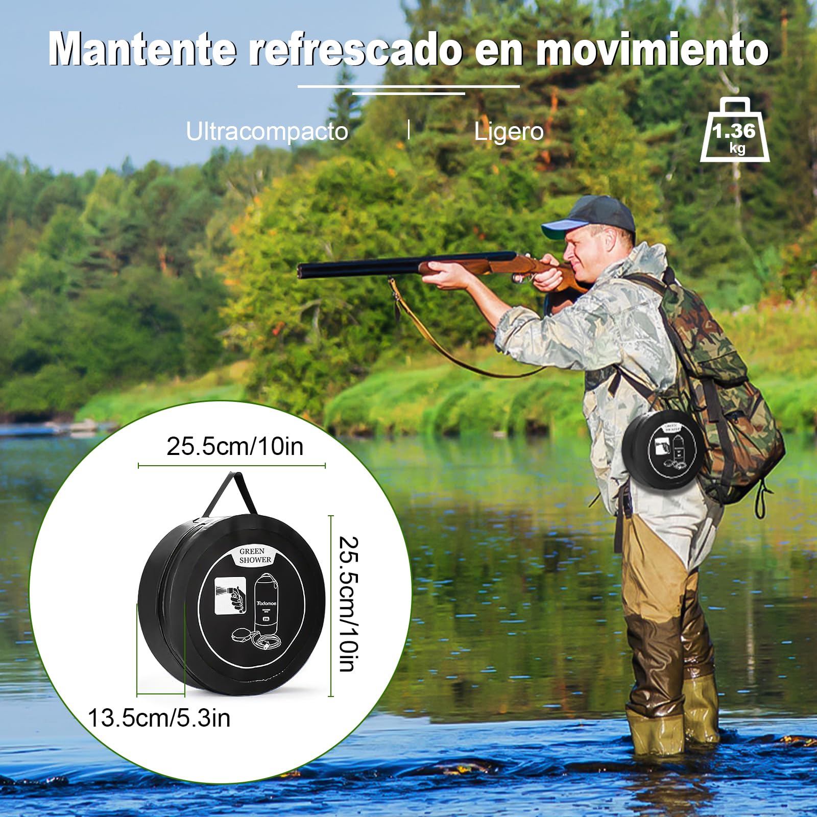 Ducha Portatil, Ducha Camper 5 Galones/20L con Bomba de Ducha Portátil, 2000mAh Bolsa Ducha Camping con Boquilla Práctica para Camping, Senderismo y Playa
