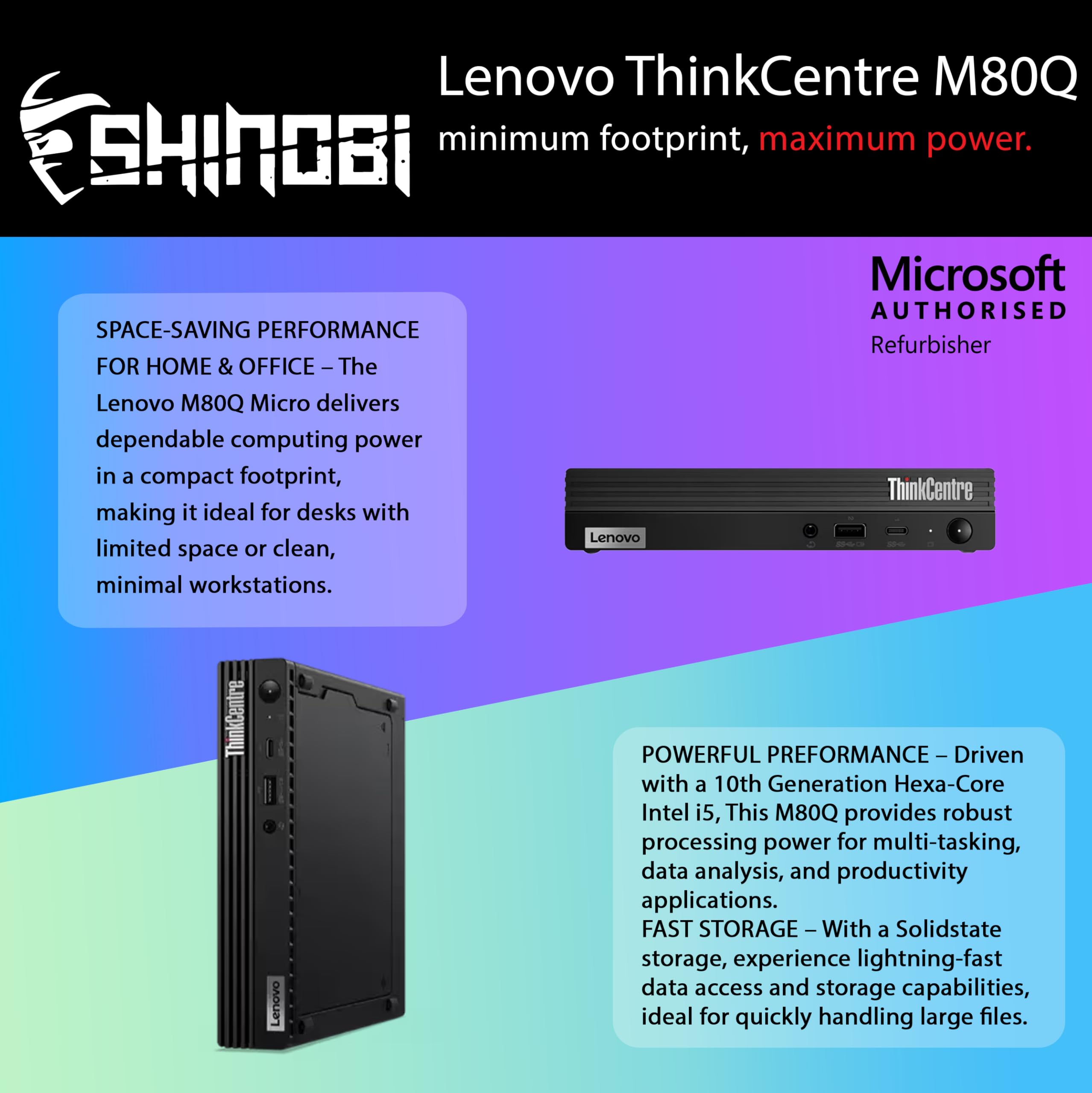 Amazon.com: Lenovo ThinkCentre M80Q Mini PC | Intel Core i5-10500T