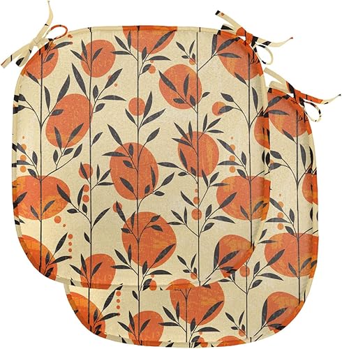 Vista 89 de Lunarable Orient - Cojín de asiento para silla, curlicues florales orientales con elementos artísticos venecianos, hojas de follaje, damasco a