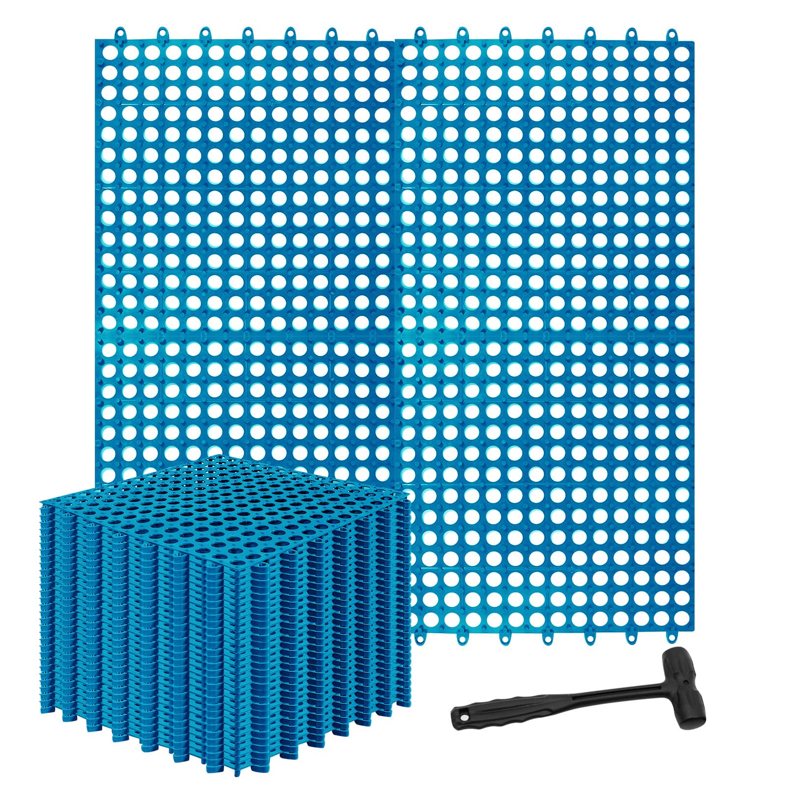 30 Pack Drainage Interlocking Tiles, 12"x12" Modular Interlocking Floor Tiles with 1 Pc Plastic Hammer Non Slip Rubber Floor mat with Holes for Pool Bathroom Deck Kitchen Patio (30, Black) — Amazon image 9