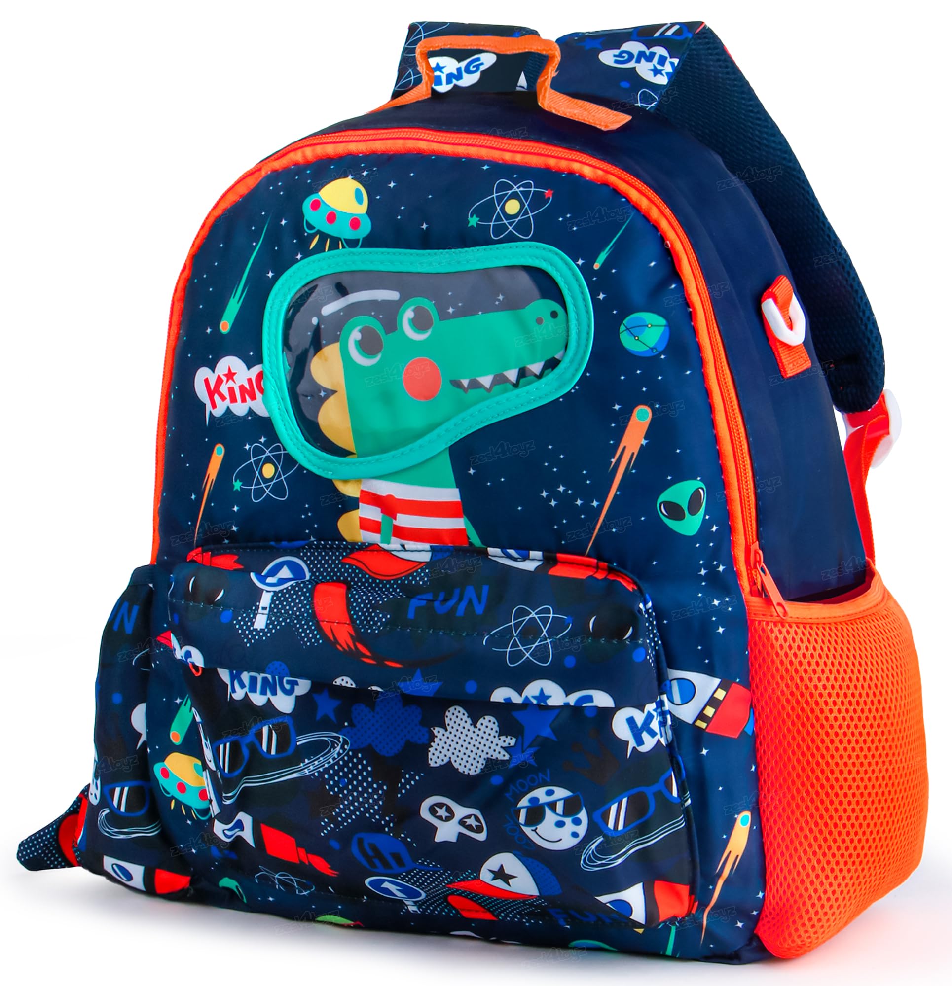 School Backpack for Kids Stylish Durable 26L Water-Resistant Lightweight & Breathable Multi-Purpose Backpack for Boys and Girls Age 5+ (Dark Blue)- Dino Themed-image-15