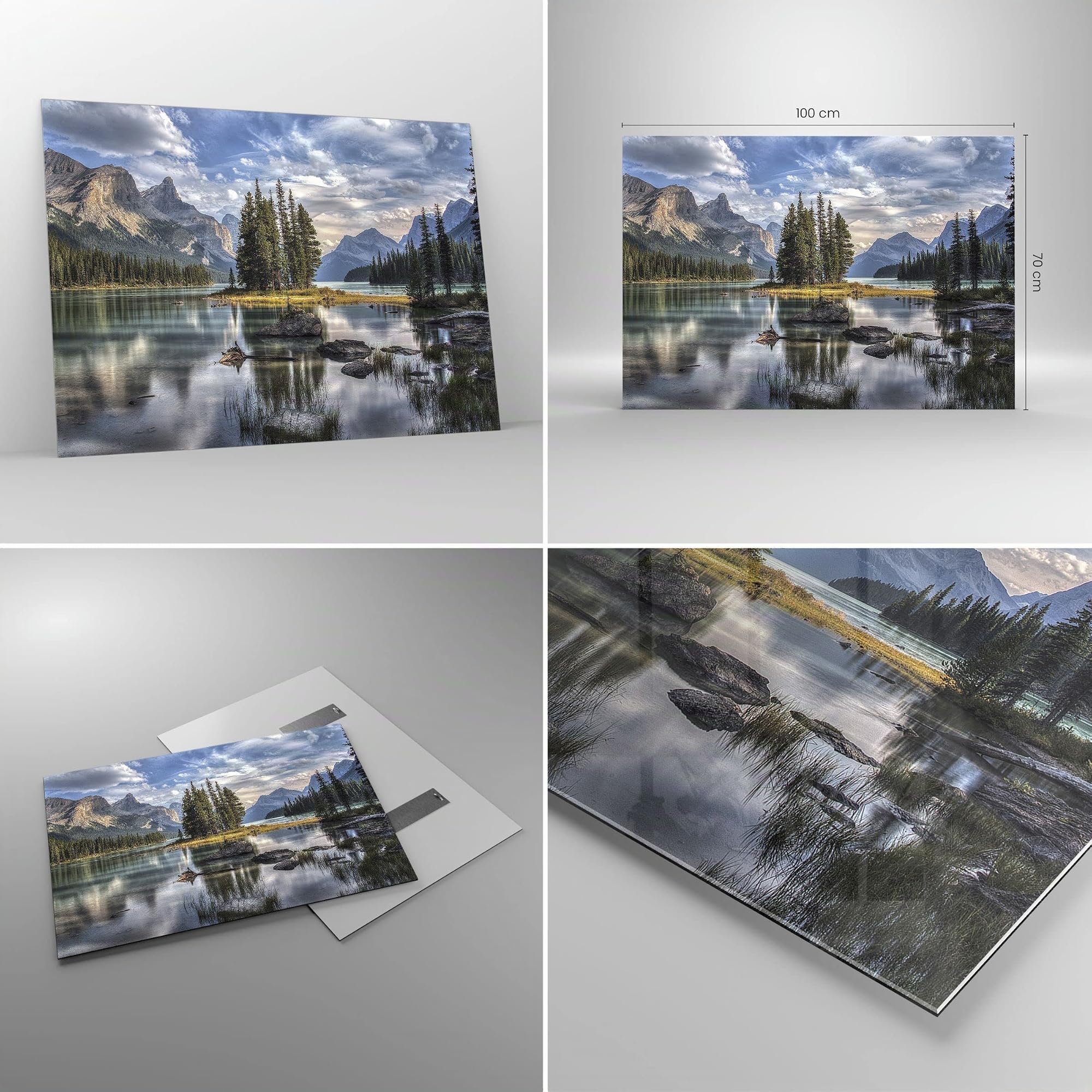 ARTTOR Glasbild 100x70cm Wandbild Glasdruck Landschaften Natur - 4133 | See Landschaft Groß Modern Dekoration Wohnzimmer Schlafzimmer Küche Wanddeko Kunstdruck Art Wall Decor ARTTOR