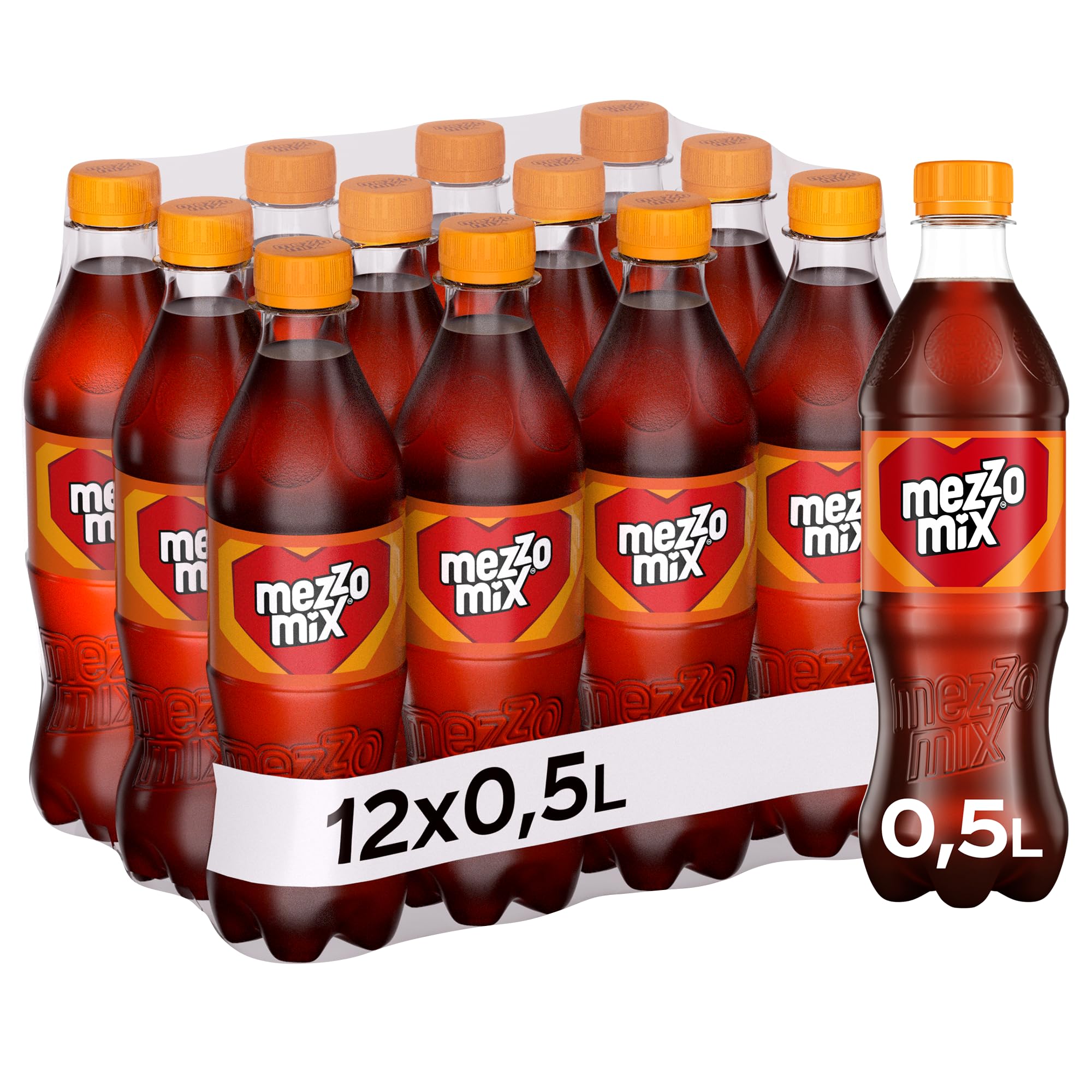 Mezzo Mix, Einzigartiges Mischgetränk aus Cola & Orange in praktischen Flaschen, EINWEG Flasche (12 x 500 ml)