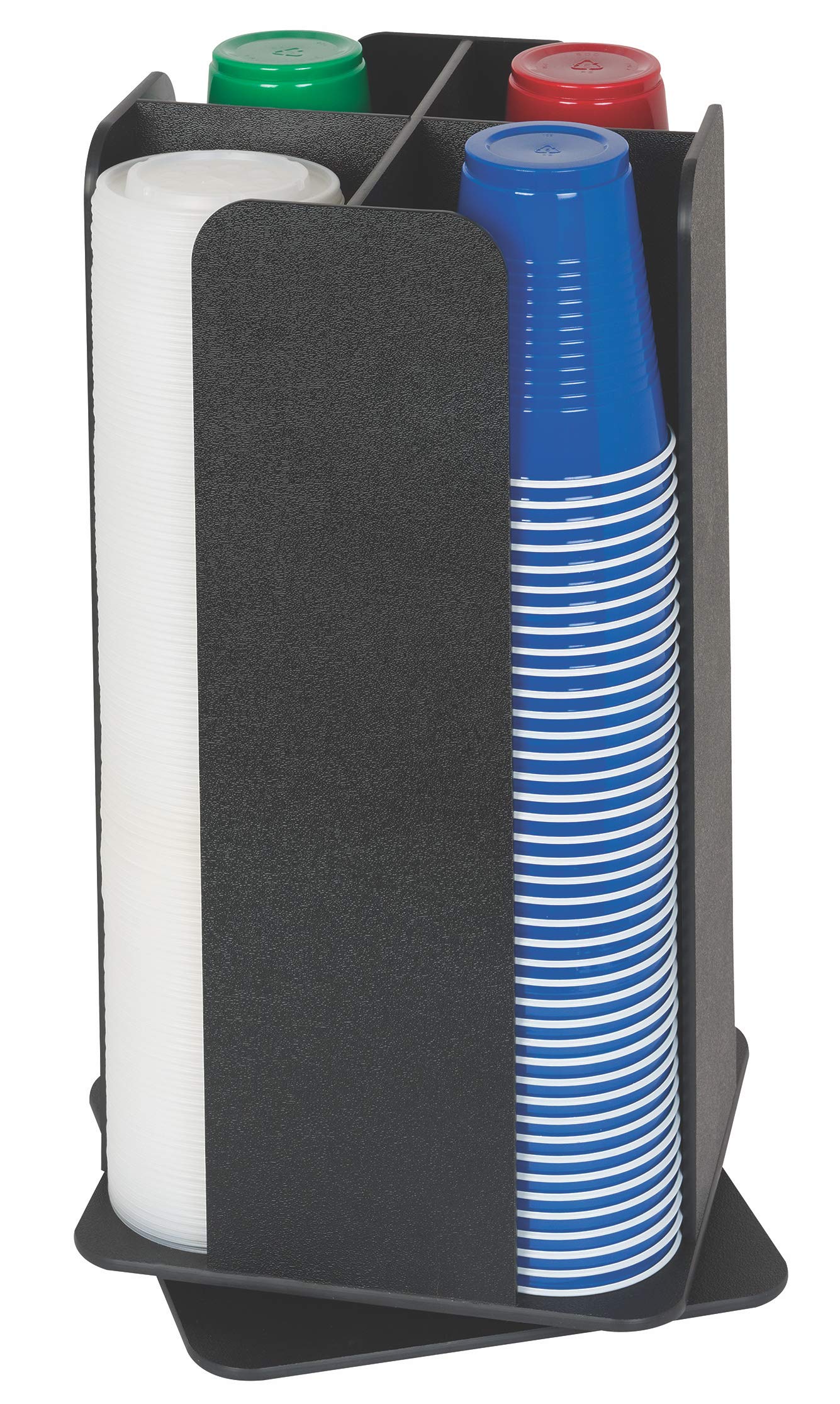 Countertop Cup and Lid Organizer by DISPENSE-RITE – Polystyrene, Black, Model RCLO-LG-4BT