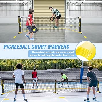 Portable Pickleball Net for Driveway, 22 FT Regulation Size & 11 FT Half Court Size Pickle Ball Net with Ball Collector, 2-in-1 Pickle Ball Net with Carry Bag for Garages Backyard