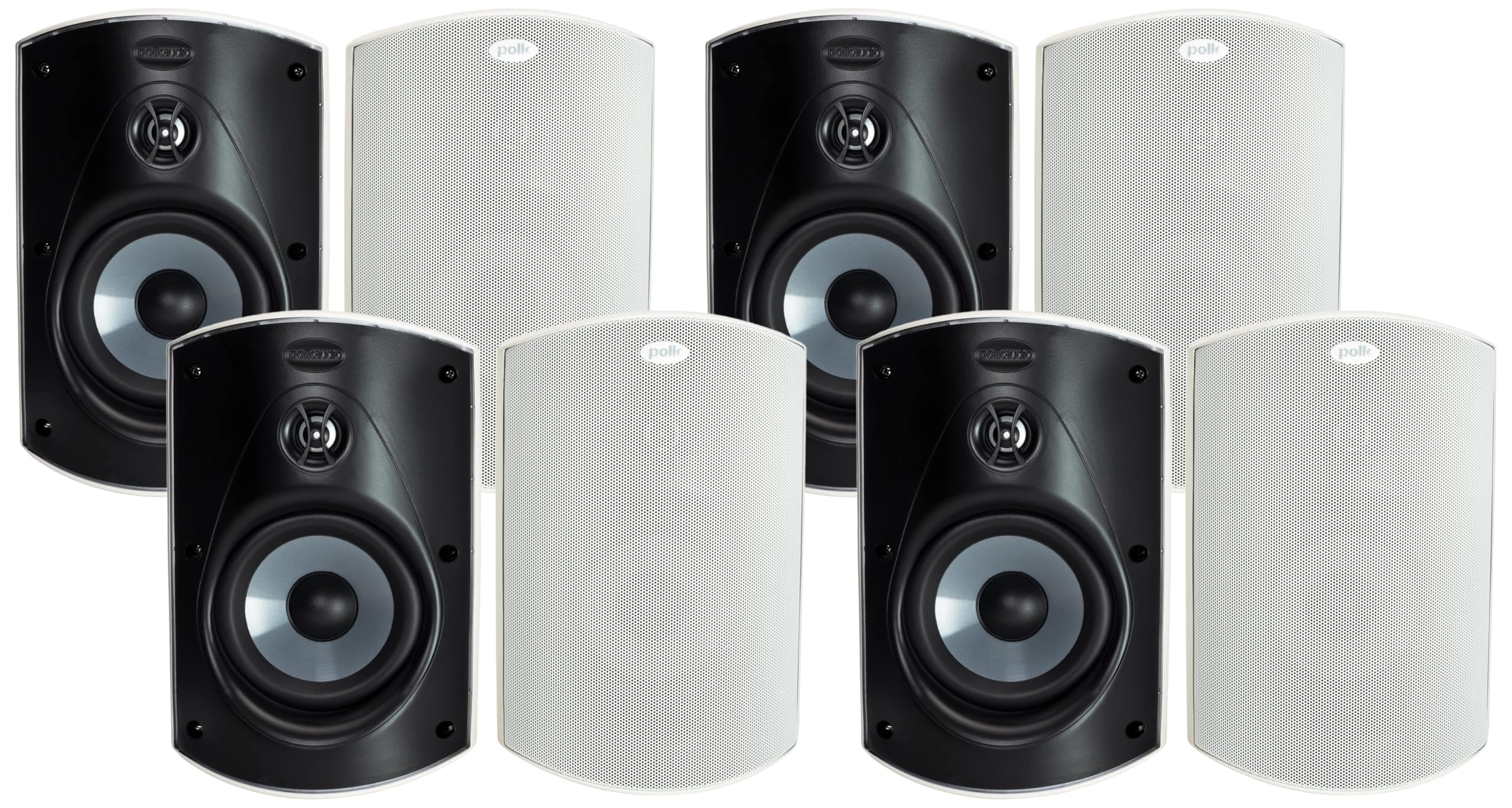 Polk Audio Atrium 5 Outdoor Speakers Wired with Powerful Bass (Pair, White), All-Weather Durability, Broad Sound Coverage, Speed-Lock Mounting System (Pack of 4)