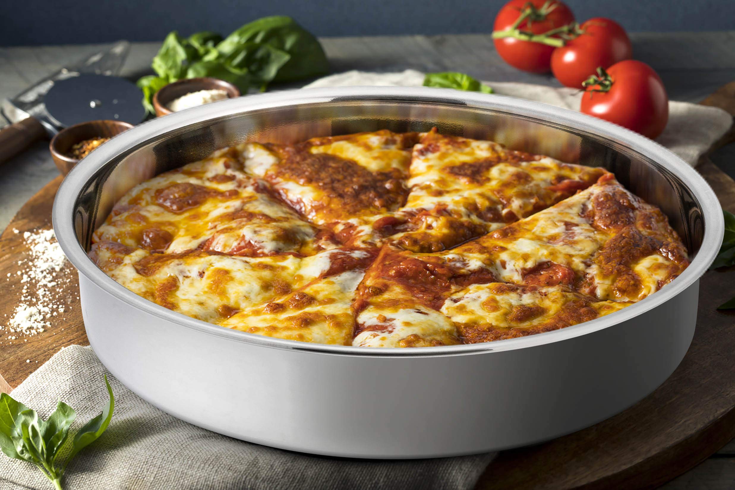 P&P CHEF zestaw 4 foremek do ciasta, ze stali nierdzewnej, duże, okrągłe, na urodziny, ślub, Święto Dziękczynienia, nietoksyczne i zdrowe, jednoczęściowa konstrukcja, proste wykończenie, łatwe