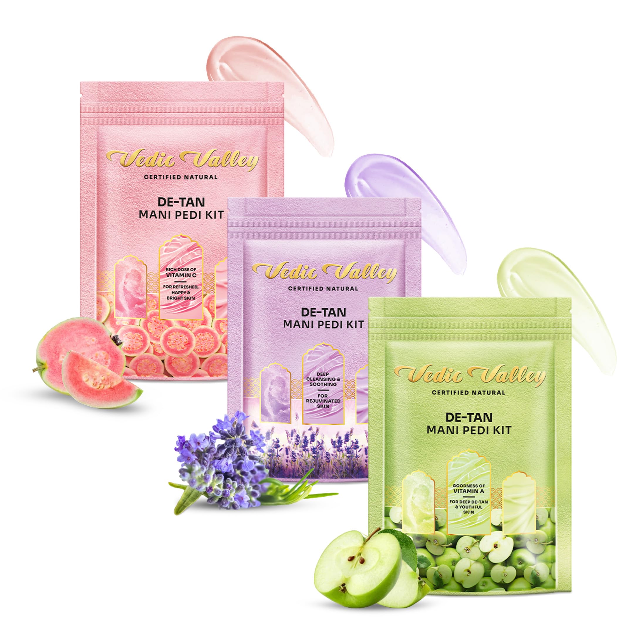 Certified Natural Detan Manicure & Pedicure Kit with Apple, Lavender & Guava | Paraben & Chemical Free | Repairs Cracked & Dry Heels | With Organic Actives for deep Moisturization| 75 gm