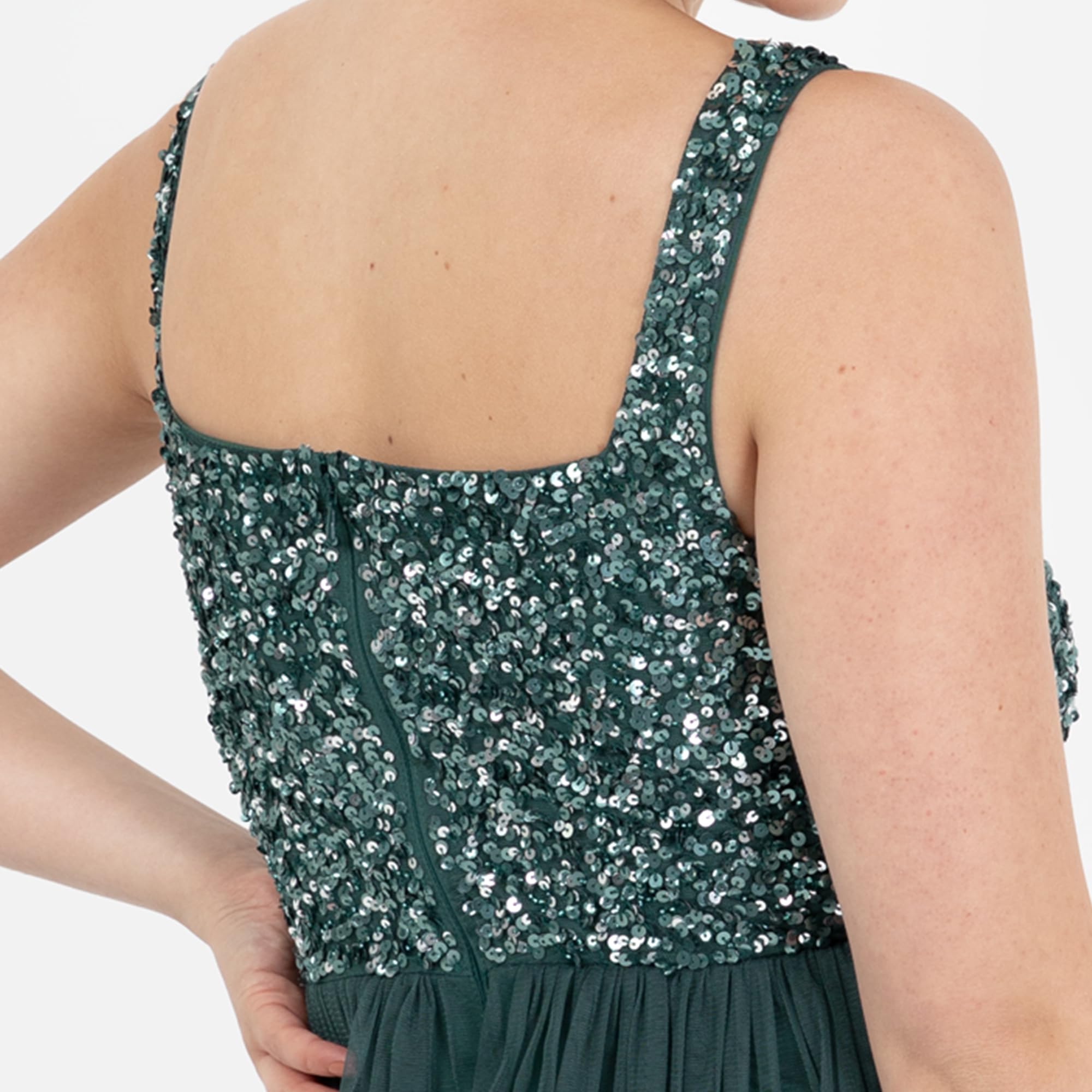 Damen Maya Deluxe Ladies Womens Maxi Dress Wide Straps Sleevless Square Neckline Embellished for Wedding Guest Prom Brautjungfernkleid – Bild 6