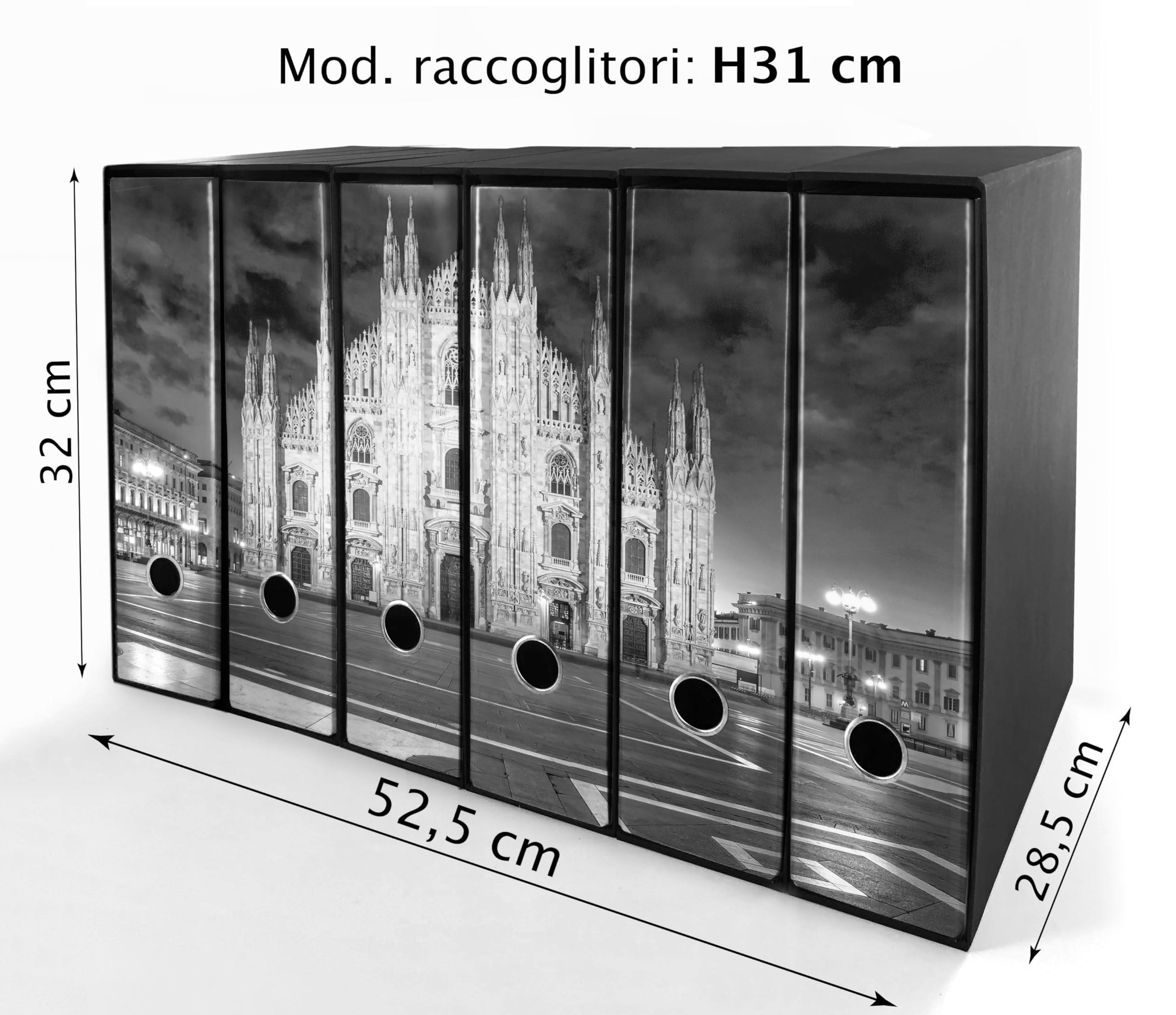 Set da 6 raccoglitori ad anelli DUOMO DI MILANO - Faldoni SHAREPRINTING (H31 con 4 anelli)