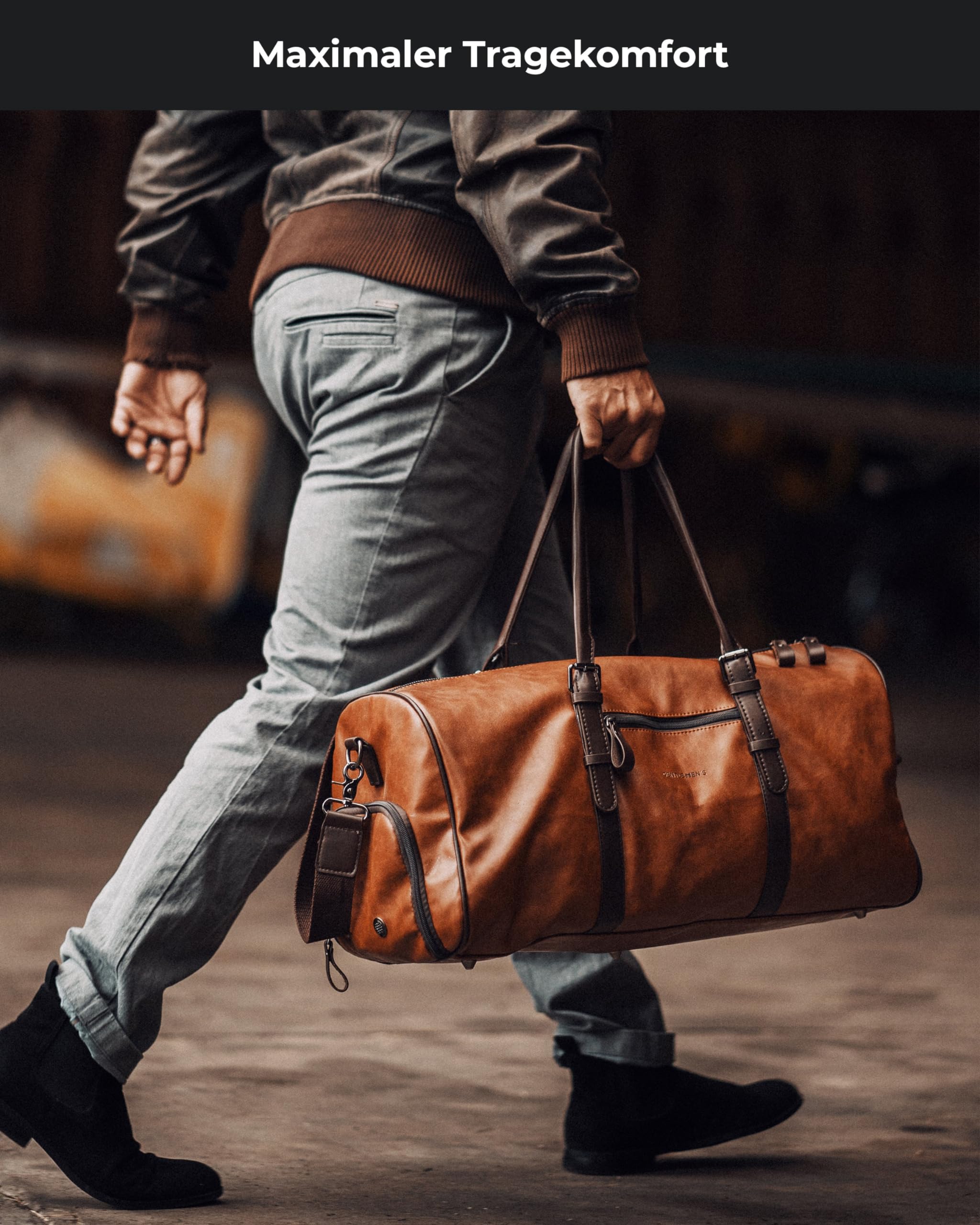 Gentlemen's® Weekender London - Reisetasche mit separatem Schuhfach - Sporttasche für jeden Anlass - vegan mit Schultergurt und Trackerfach - Perfekt für Reisen, Arbeit und Sport