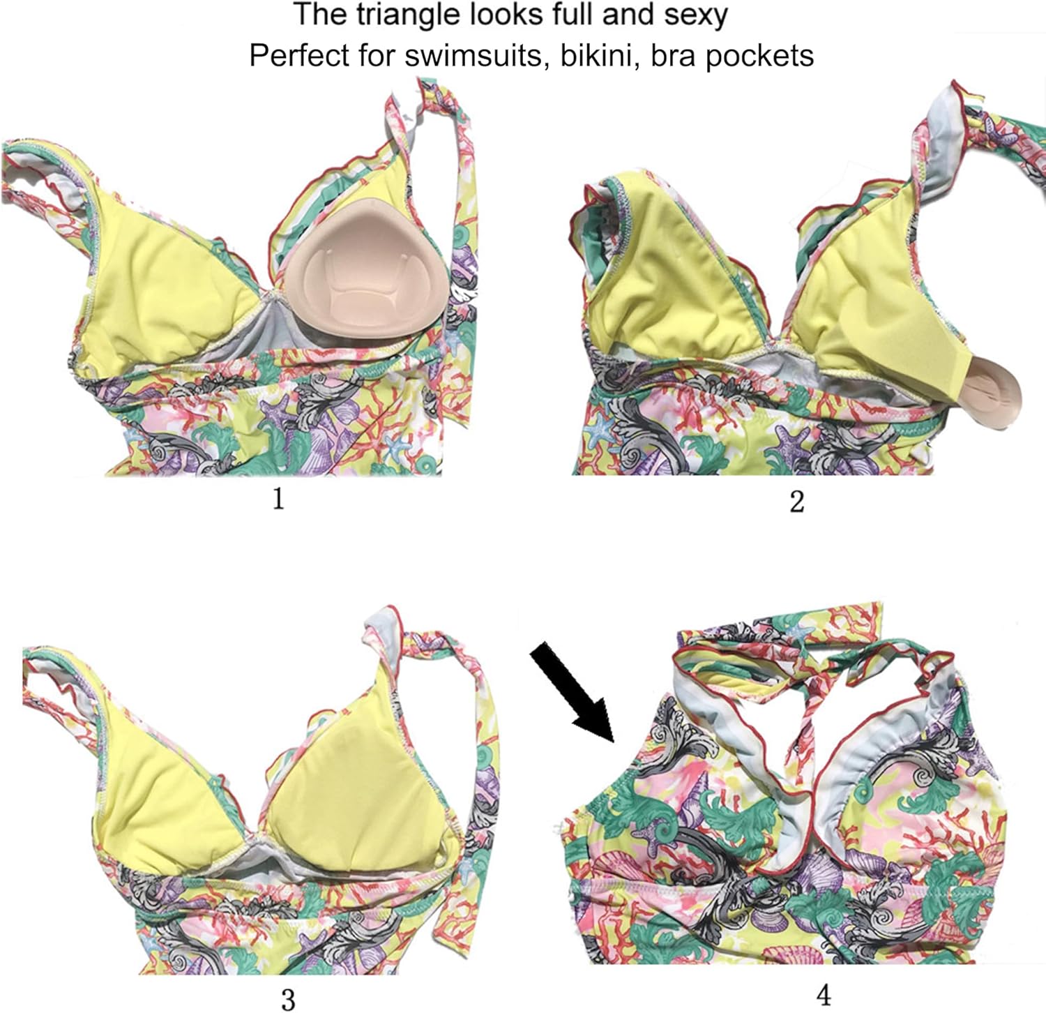 Bikini Padding Boobles Triangle Foam Bra Inserts - Push-Up Pads For Bras & Swimsuits In AB And BC Sizes Swimsuit Padding - Foto 9