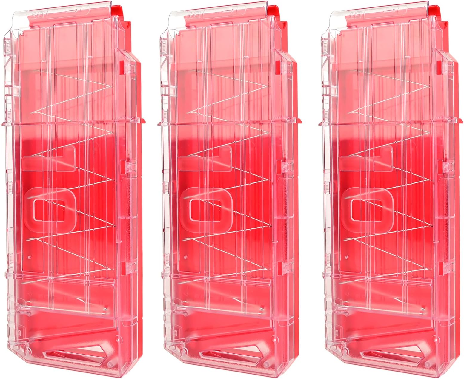 Magazine Clips, 10-Dart Magazine Quick Reload Clips Bullet Clips for Nerf Centurion & Motostryke MEGA Blasters 3 PCS (Clear & Red)