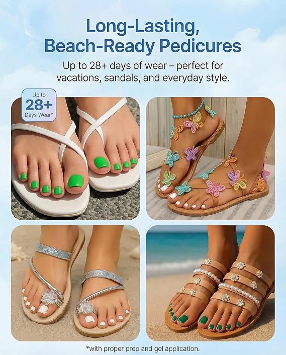 Press On Square Toenails with Guide Lines, 180PCS