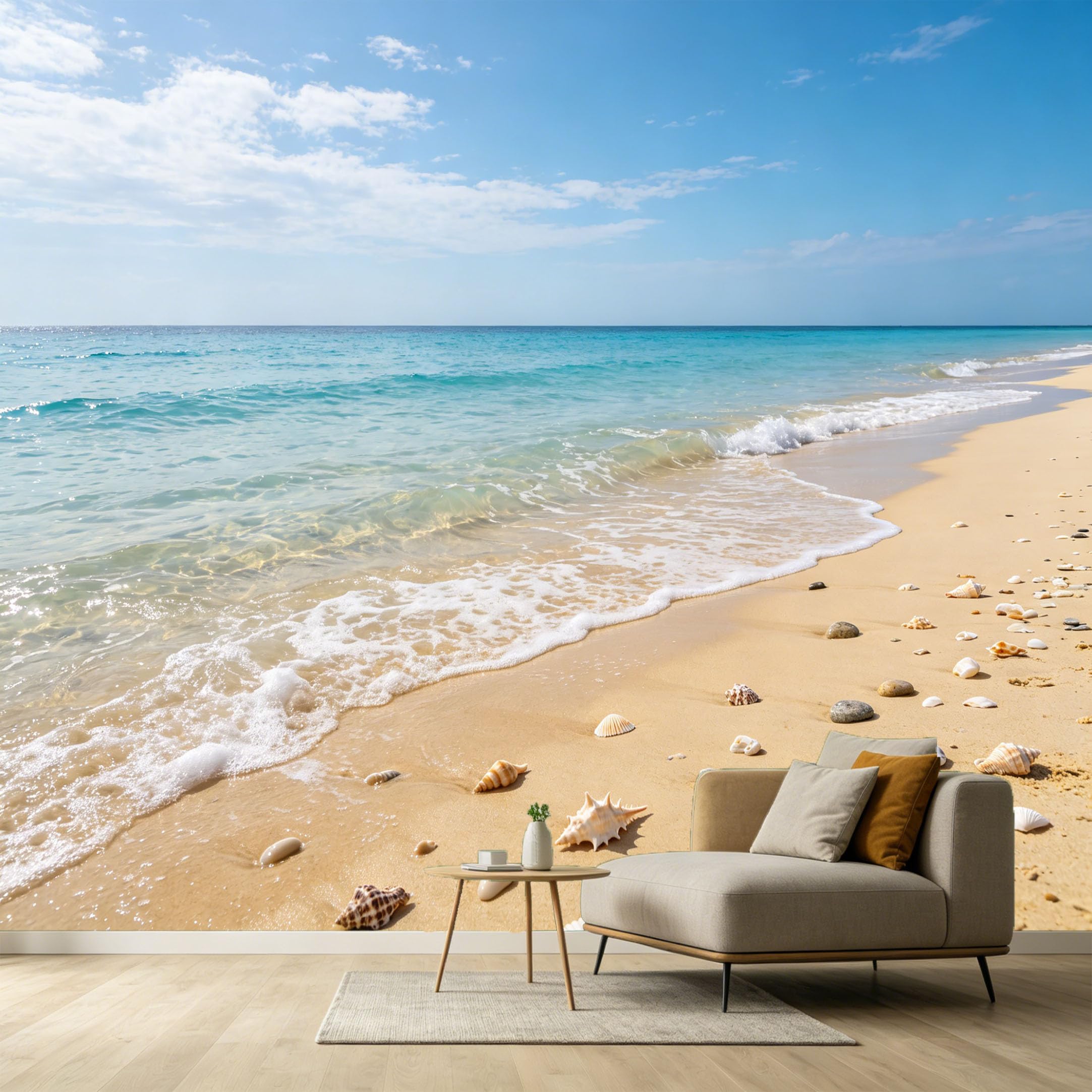 Custom Size Wall Murals Coastal Ocean Marine Tropical Beach Shells Sand SelfAdhesive Wall Fabric Removable Large Wallpaper for Photo Living Room Bedroom Wall Decor Mural