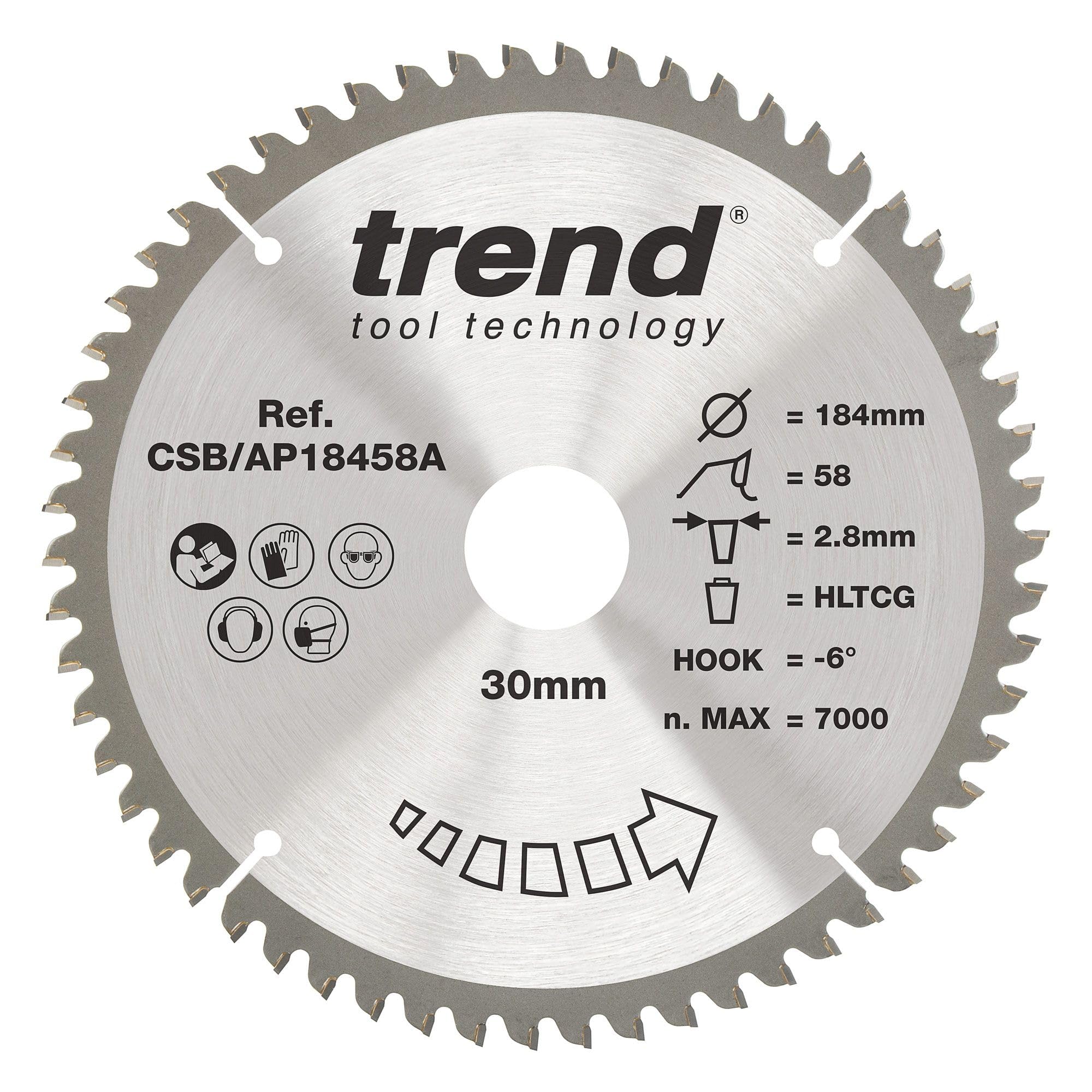 Trend CRAFTPRO Aluminium and Plastic Cutting Saw Blade 184mm 58T 30mm