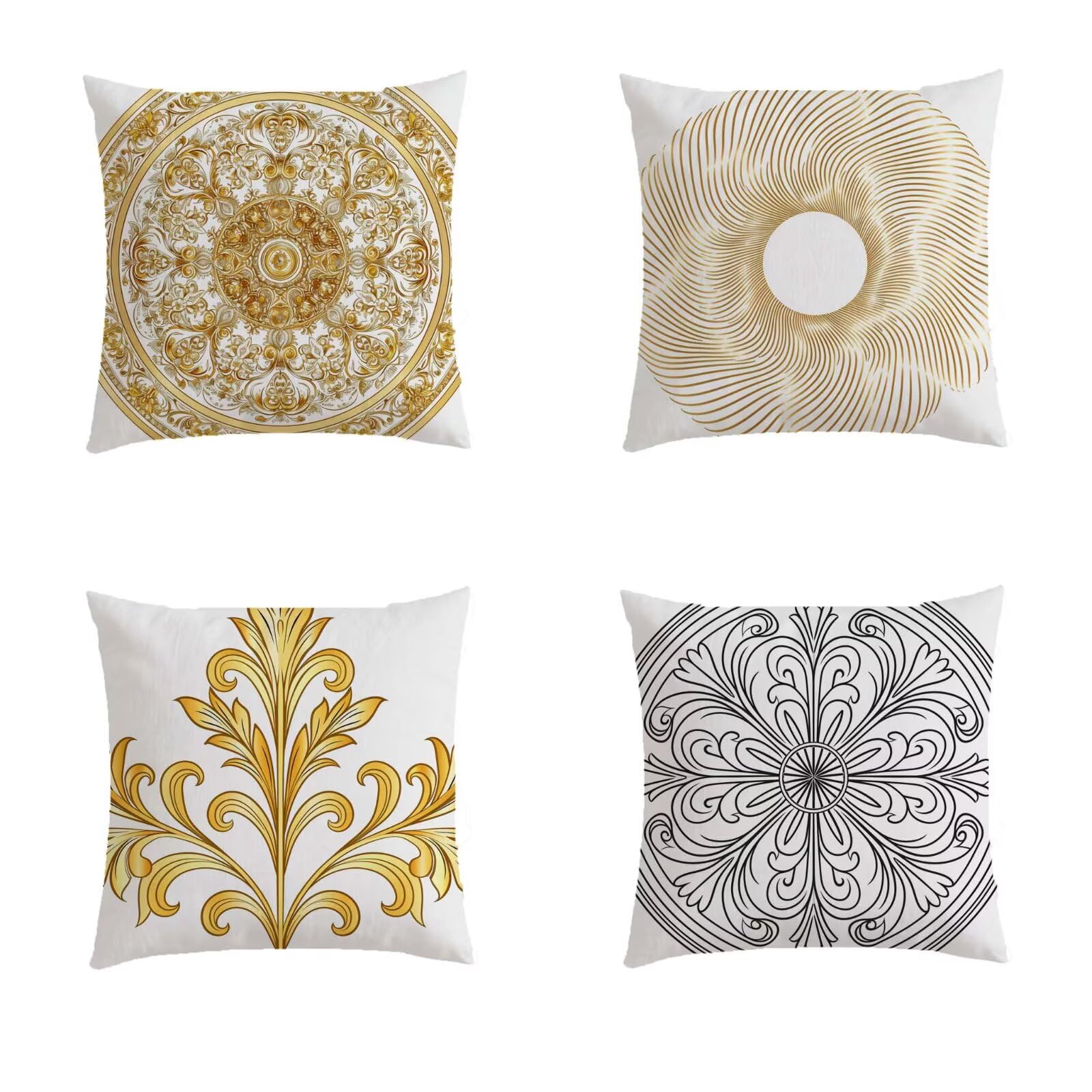 Housse de coussin de salon de jardin avec motif datura couleur d'or lot de 4 carré S653