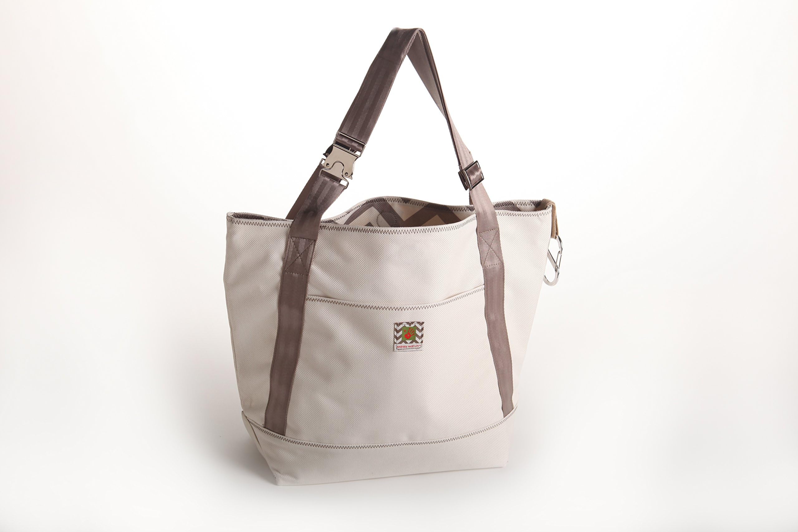 Messy Marvin, Indestructible, Tote (Ivory/Light Blue pockets)