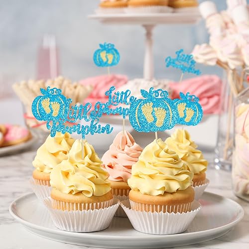 Miniatura 5 de 24 adornos para cupcakes de calabaza con purpurina para cupcakes de calabaza pequeña, decoración de baby shower, temática de cosecha de otoño,