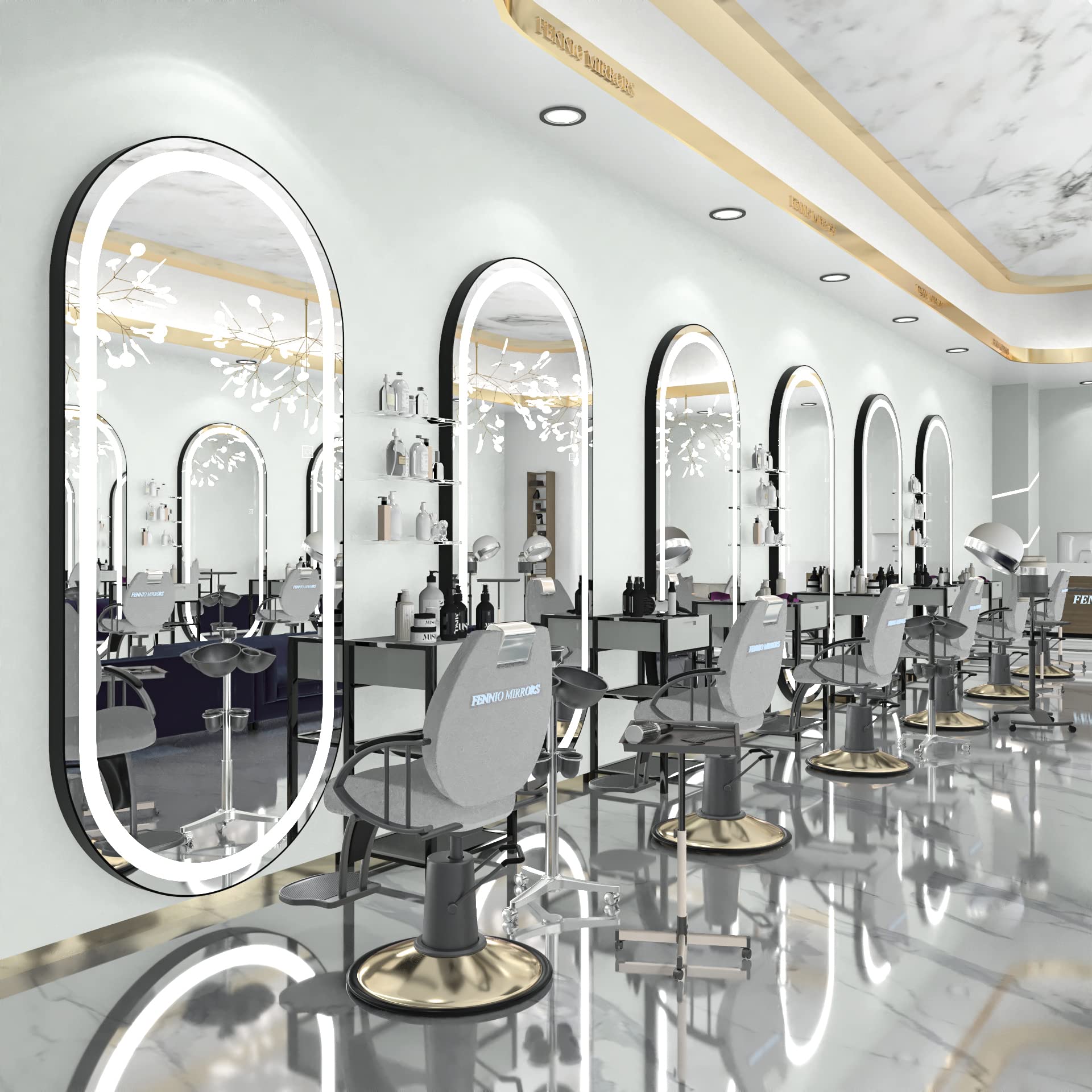 Photo 1 of ***USED - LIGHTING DOESN'T WORK - NO PACKAGING - SEE PICTURES***
FENNIO 70" x 32" Large Luxury Wall Mounted Mirror with LED Lights - Oval Full Length Mirror, LED Lighted Full Body Dressing Mirror for Bedroom, Salon, Dimmable & 3-Color Lighting Black 70" x