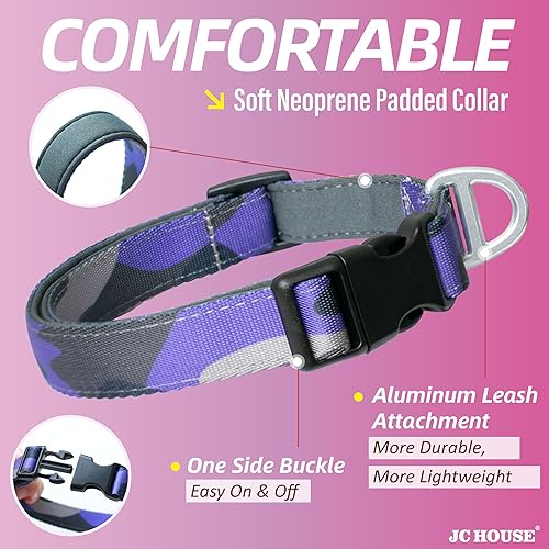 Miniatura 10 de JC HOUSE Collar para perro acolchado suave, cuello de 9 a 14 pulgadas, collar ajustable resistente con logotipo reflectante 3M para perros pequeños,