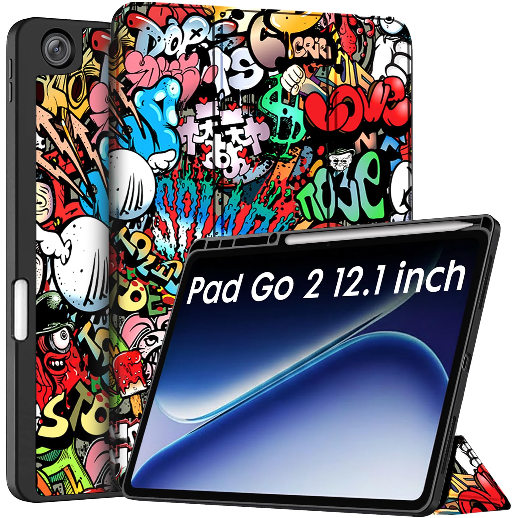 Robustrion Cover for OnePlus Pad Go 2 12.1 inch Cover Case with Pencil Holder, Trifold Cover Case for OnePlus Pad Go 2 Tablet Cover [Auto Sleep Wake Support] - Black — Amazon image 10