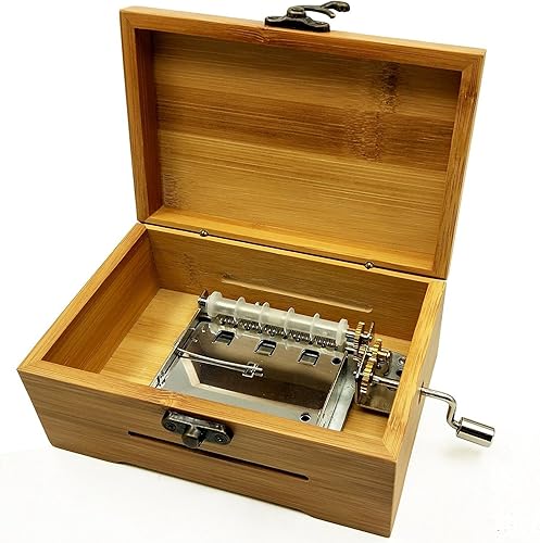 Miniatura 2 de Wingostore Caja de música con manivela de mano de 30 notas con engranaje de cobre para hacer tu kit de herramientas de música con caja de bambú