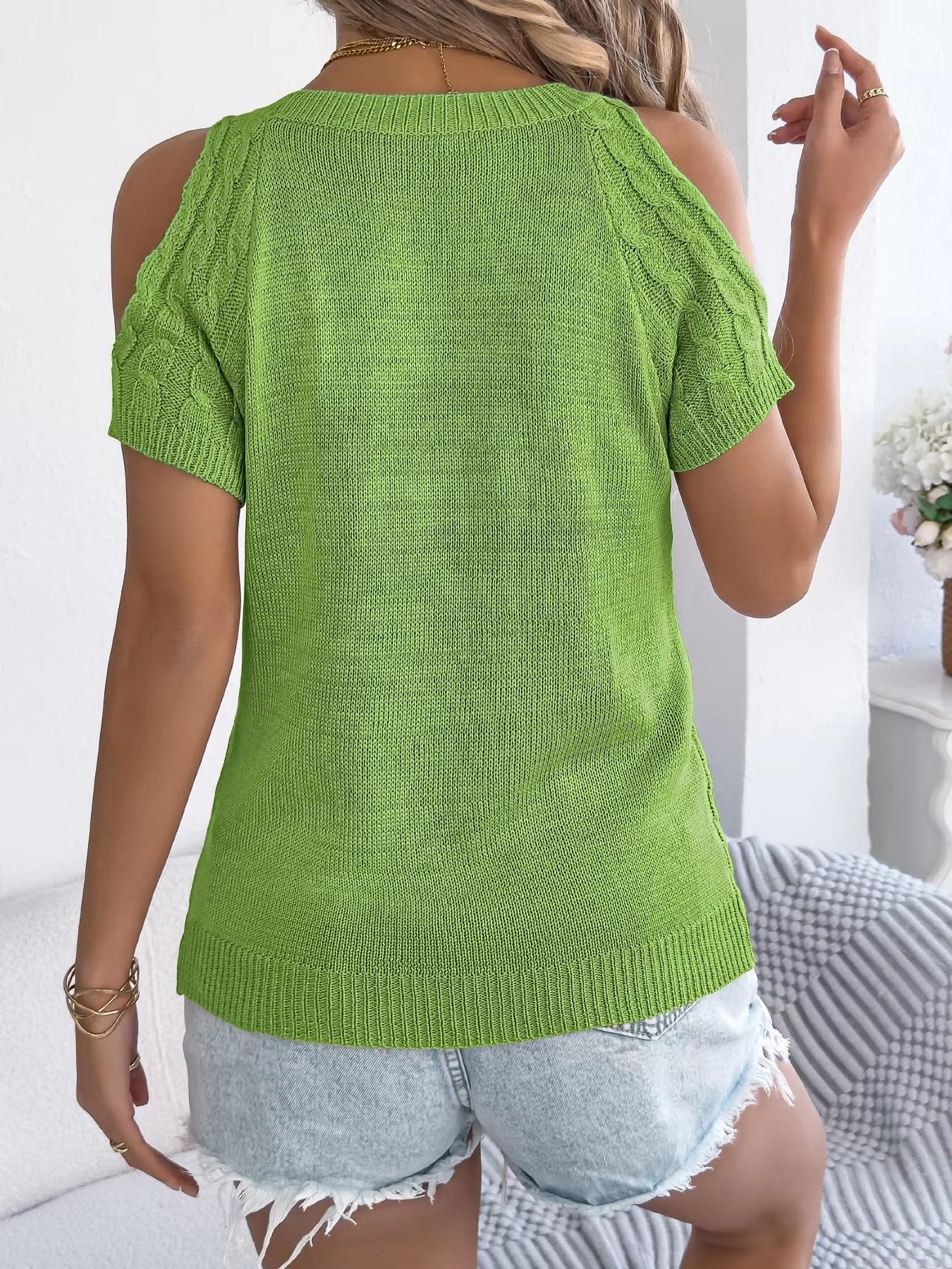 MORISTE Maglia a Maniche Corte Scollata Donna, Top Estivo a Collo Rotondo e Maniche Corte