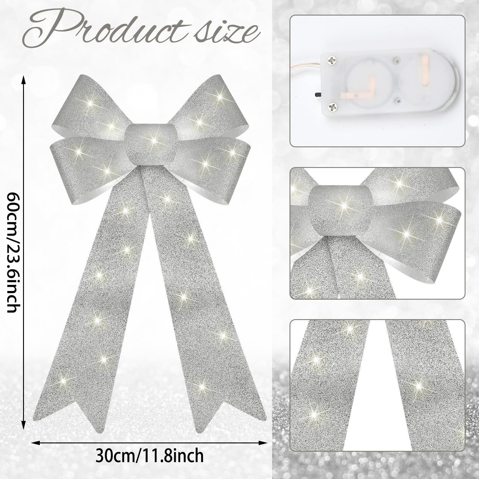 Amazon.co.jp: クリスマス LED リース リボン 大型 24 x 12インチ
